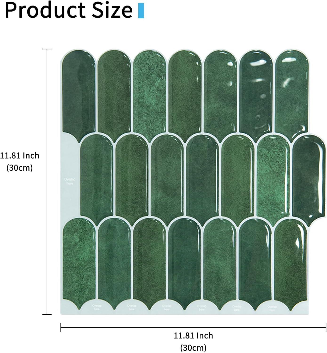 imageArt3d 10Sheet Peel and Stick Kitchen Backsplash Tile Vinyl Stick On Wall Tile Sticker for Bathroom Laundry Room Back Splashes 12quotx12quot Black MarbleGreen Marble