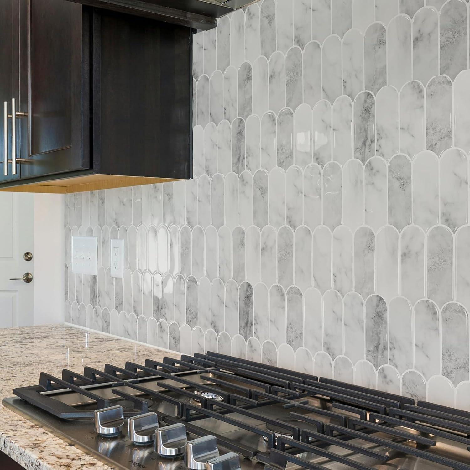 imageArt3d 10Sheet Peel and Stick Kitchen Backsplash Tile Vinyl Stick On Wall Tile Sticker for Bathroom Laundry Room Back Splashes 12quotx12quot Black MarbleGrey Marble