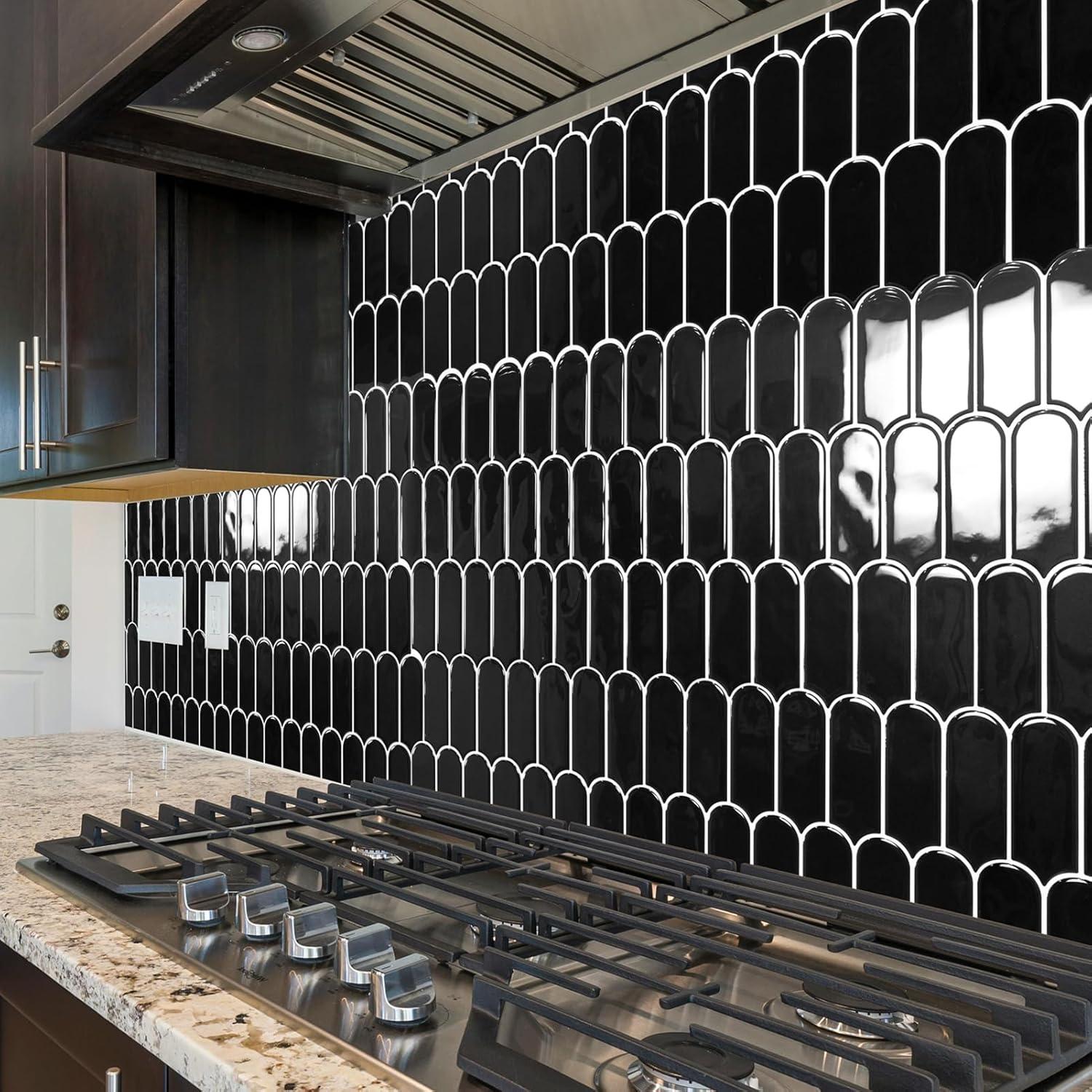 imageArt3d 10Sheet Peel and Stick Kitchen Backsplash Tile Vinyl Stick On Wall Tile Sticker for Bathroom Laundry Room Back Splashes 12quotx12quot Black MarbleBlack