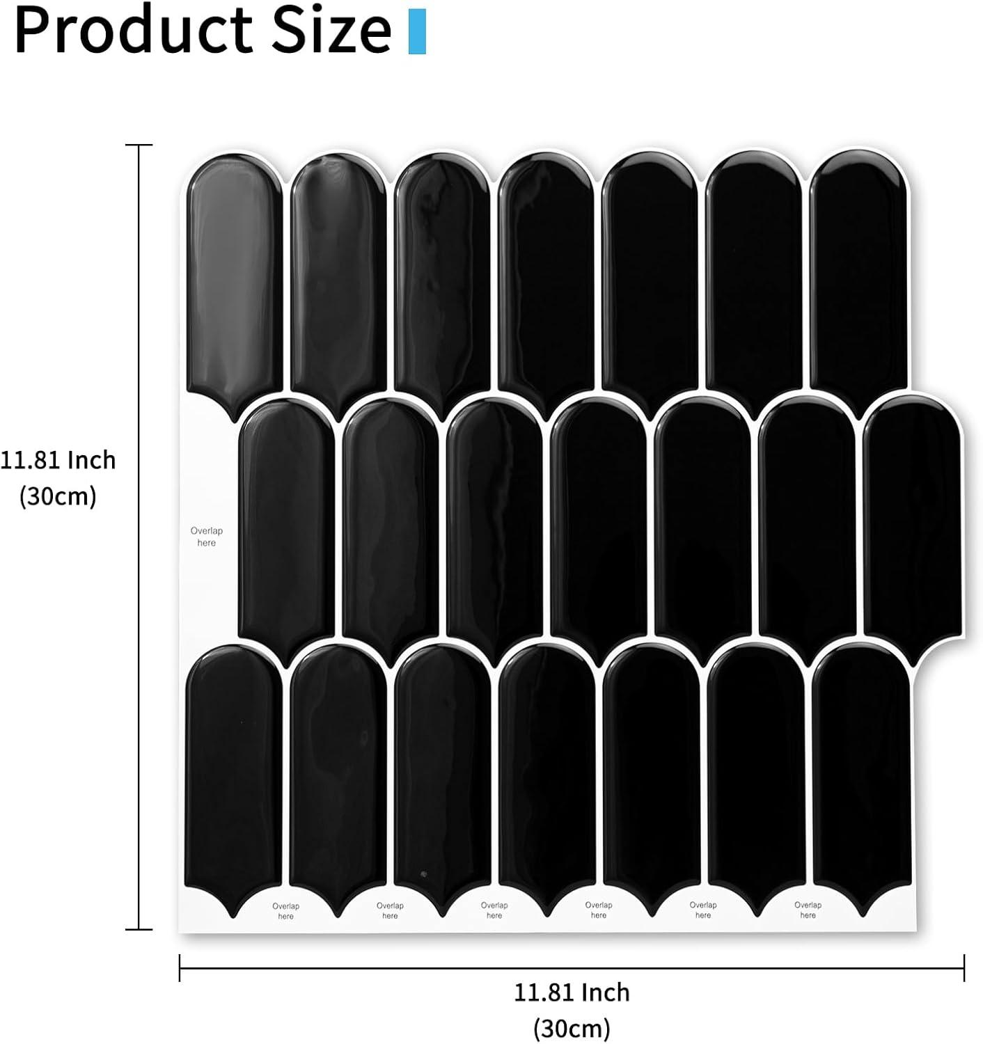 imageArt3d 10Sheet Peel and Stick Kitchen Backsplash Tile Vinyl Stick On Wall Tile Sticker for Bathroom Laundry Room Back Splashes 12quotx12quot Black MarbleBlack