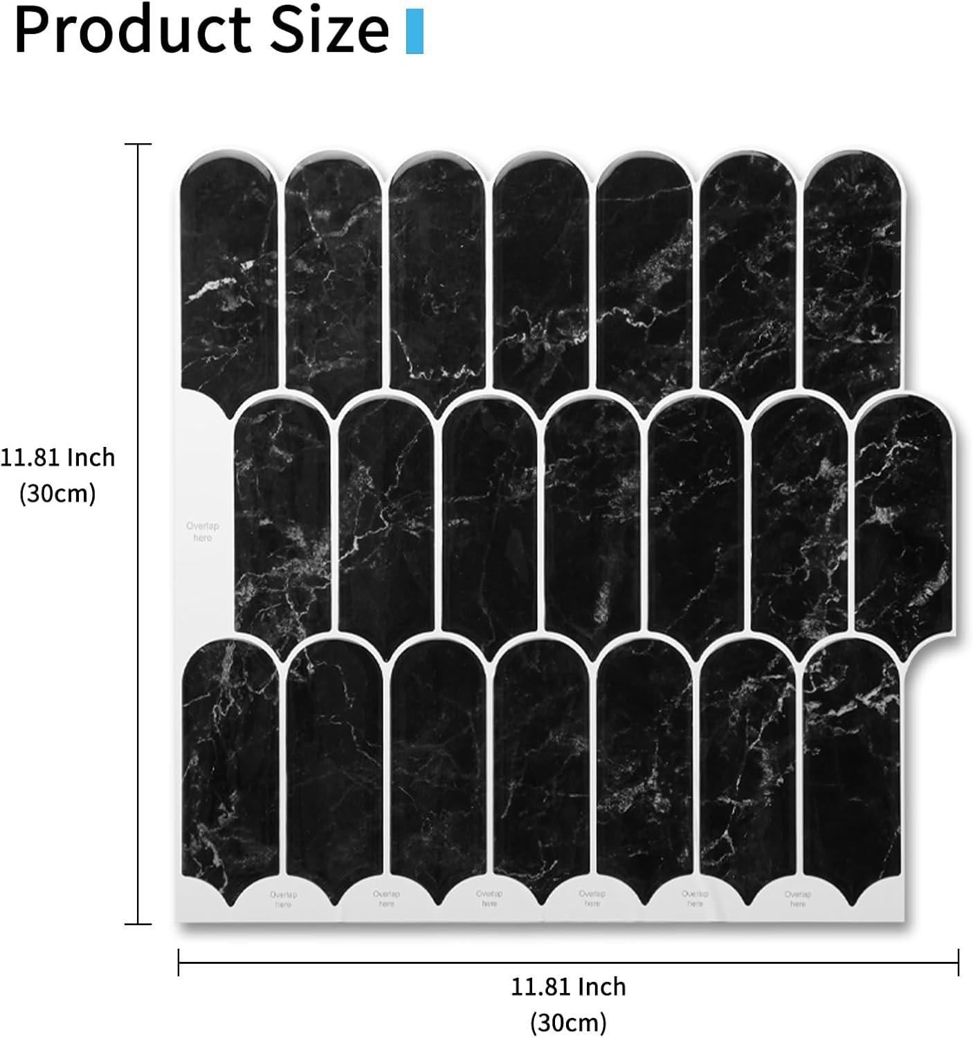 imageArt3d 10Sheet Peel and Stick Kitchen Backsplash Tile Vinyl Stick On Wall Tile Sticker for Bathroom Laundry Room Back Splashes 12quotx12quot Black MarbleBlack Marble