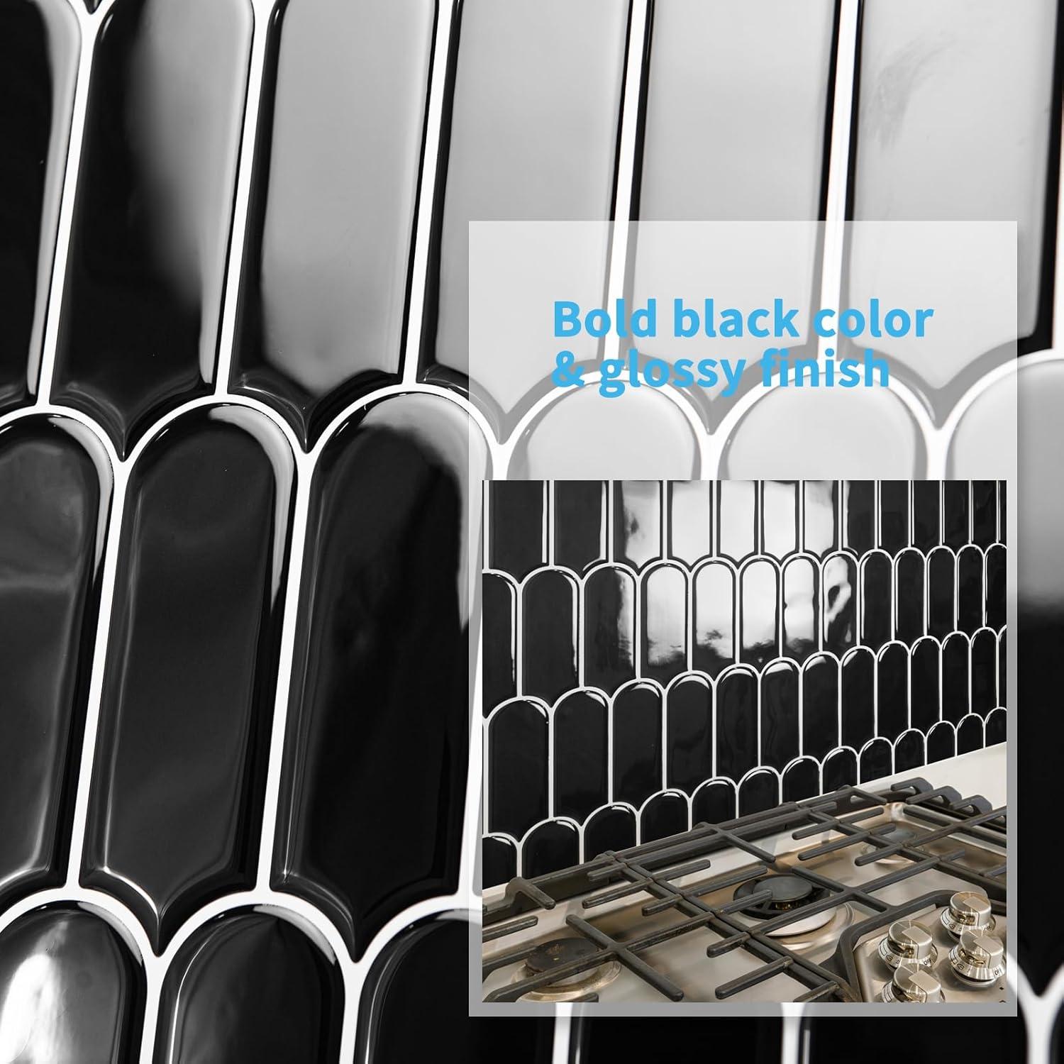 imageArt3d 10Sheet Peel and Stick Kitchen Backsplash Tile Vinyl Stick On Wall Tile Sticker for Bathroom Laundry Room Back Splashes 12quotx12quot Black MarbleBlack