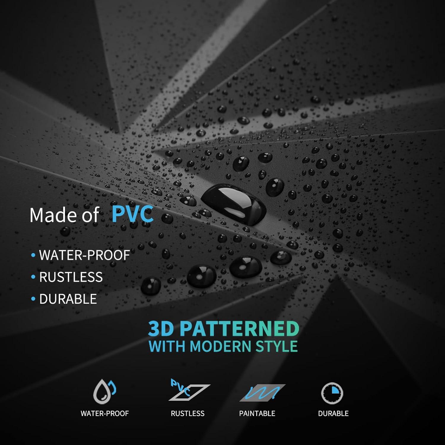 imageArt3d 20 Pack Decorative 3D Wall Panels 118 x 118 Inch Covering 19 Sqft  Glue Up PVC Wall Panels for Interior Dcor Living Room Office and Home BlackDiamondBlack