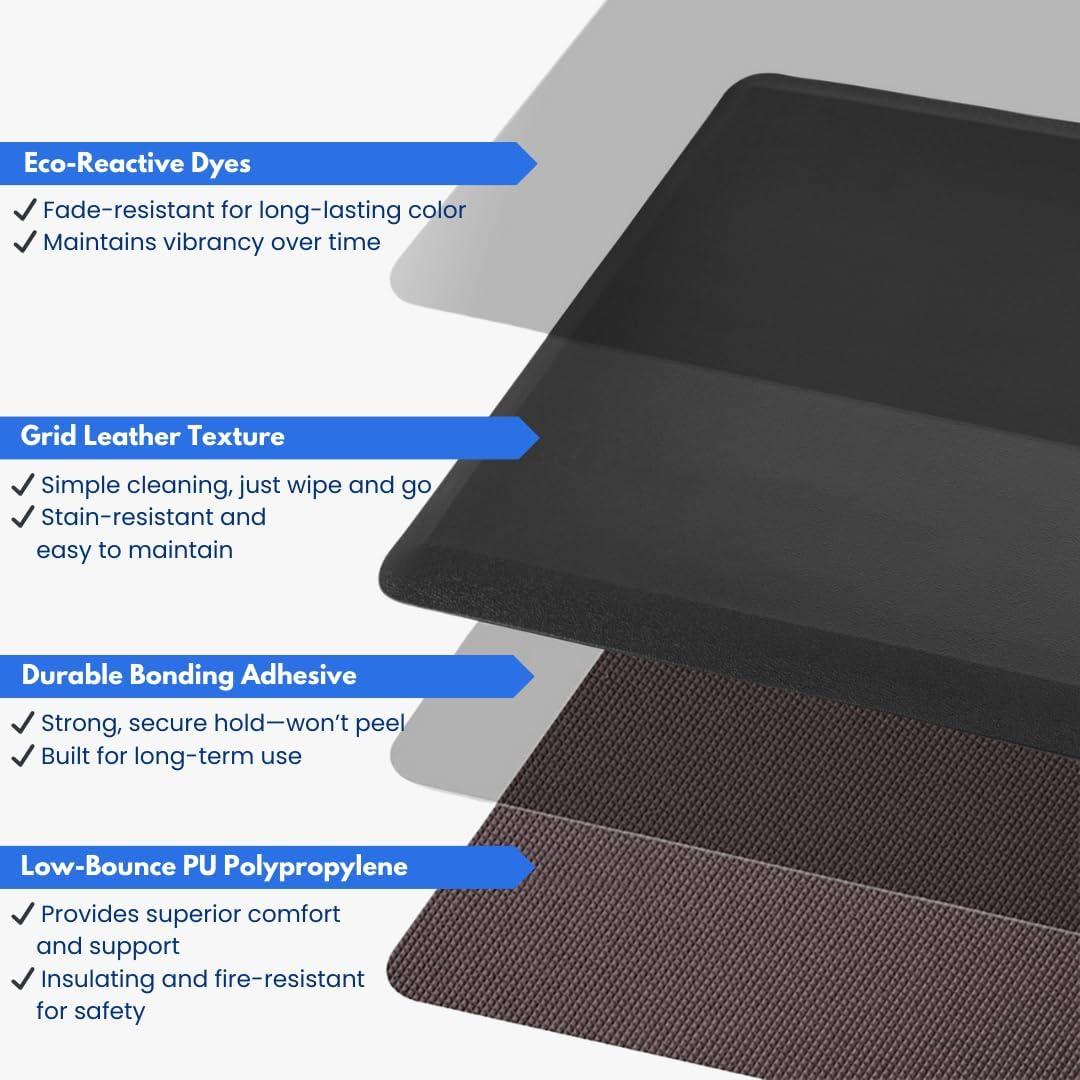 imageArt3d 34quot Thick Kitchen Mats for Floor Waterproof 20quot X 32quot Cushioned Comfort Mat Anti Fatigue Mats for Kitchen Ergonomic Standing Office Desk Home and Garage GreyBlack