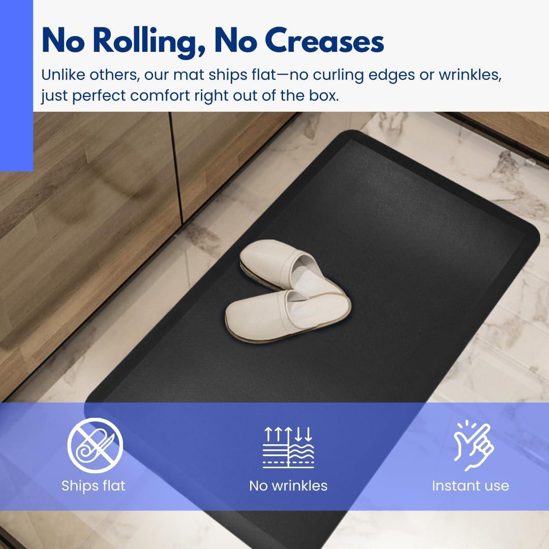 imageArt3d 34quot Thick Kitchen Mats for Floor Waterproof 20quot X 32quot Cushioned Comfort Mat Anti Fatigue Mats for Kitchen Ergonomic Standing Office Desk Home and Garage GreyBlack