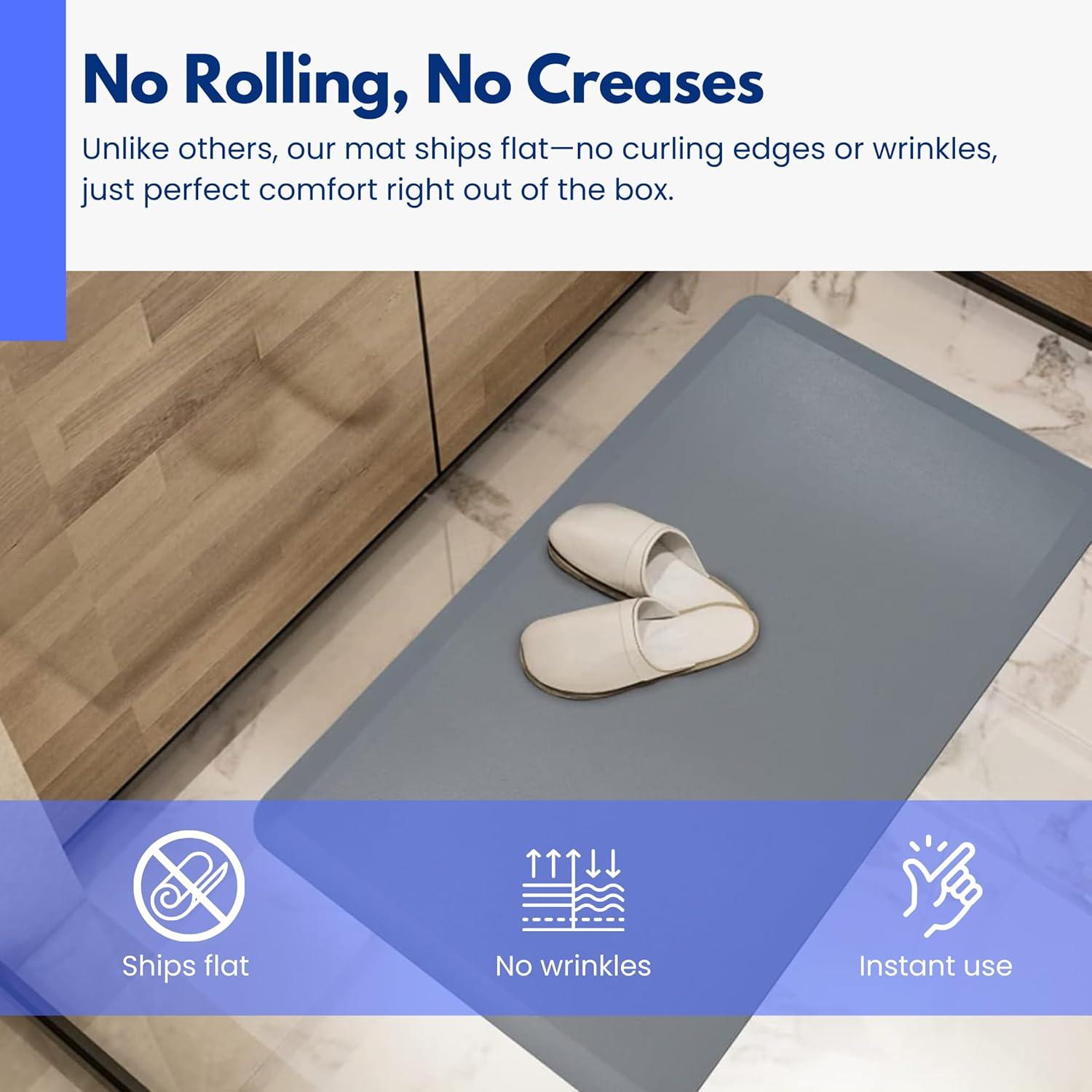 imageArt3d 34quot Thick Kitchen Mats for Floor Waterproof 20quot X 32quot Cushioned Comfort Mat Anti Fatigue Mats for Kitchen Ergonomic Standing Office Desk Home and Garage BlackGrey
