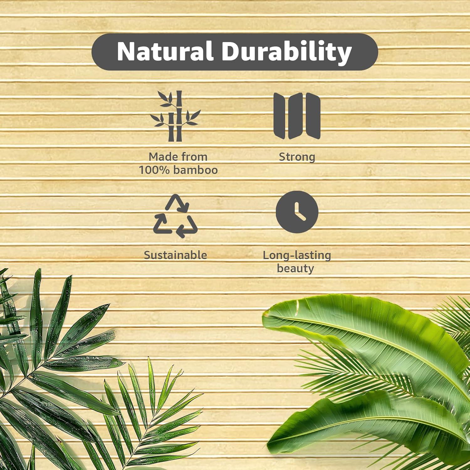 imageArt3d 48 x 96 Inch Natural Bamboo Wall Panel for Interior Wall Decor Flexible Pole Wrap Wainscoting Wall Cladding Paneling for Living Room Bedroom Office Kitchen Island LightcarbonizedRaw