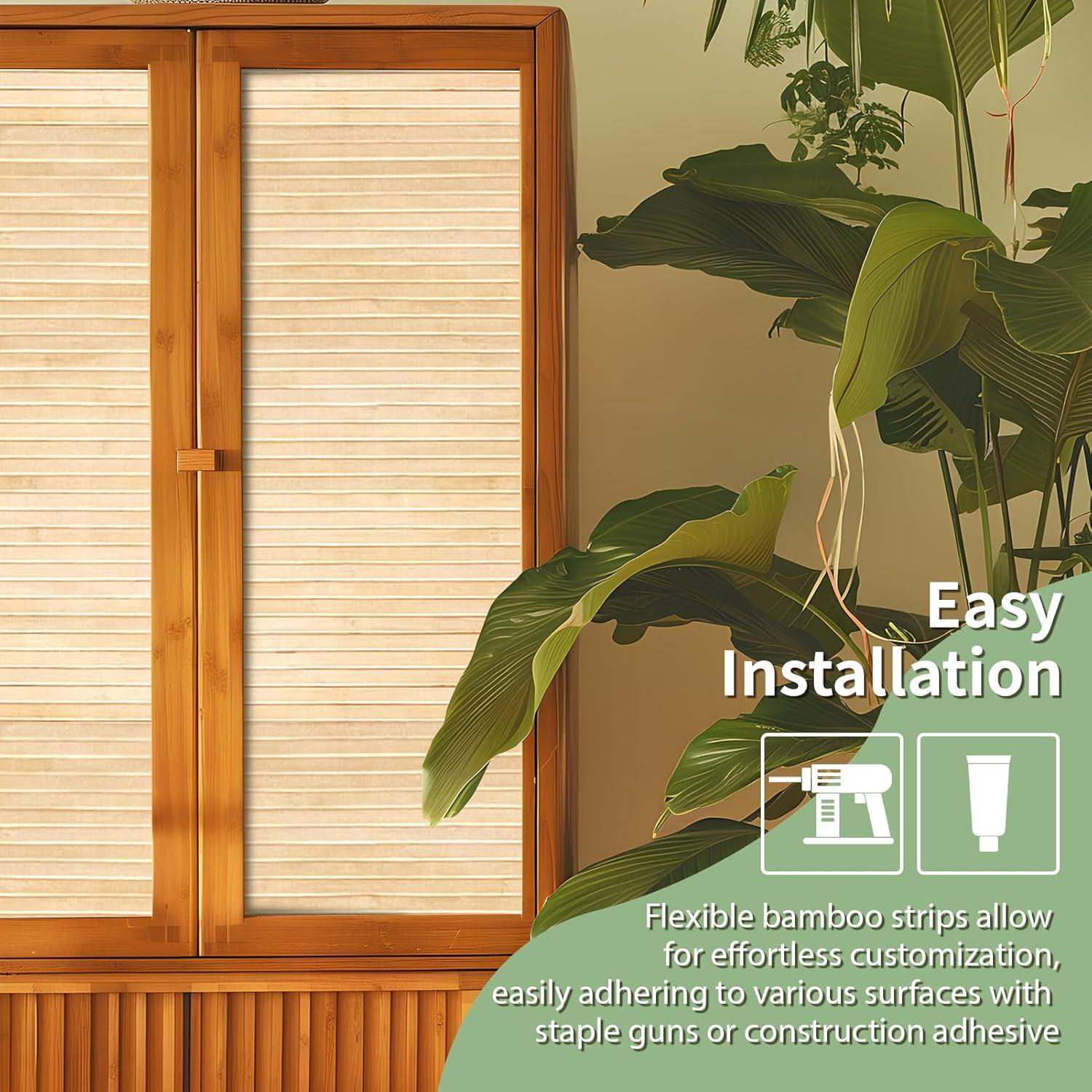 imageArt3d 48 x 96 Inch Natural Bamboo Wall Panel for Interior Wall Decor Flexible Pole Wrap Wainscoting Wall Cladding Paneling for Living Room Bedroom Office Kitchen Island LightcarbonizedLightcarbonized