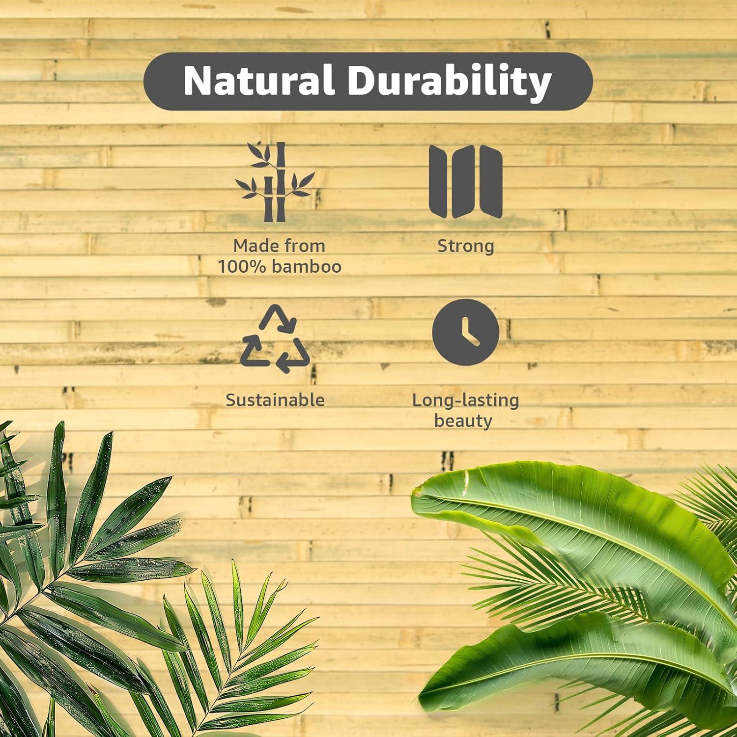 imageArt3d 48 x 96 Inch Natural Bamboo Wall Panel for Interior Wall Decor Flexible Pole Wrap Wainscoting Wall Cladding Paneling for Living Room Bedroom Office Kitchen Island LightcarbonizedNatural