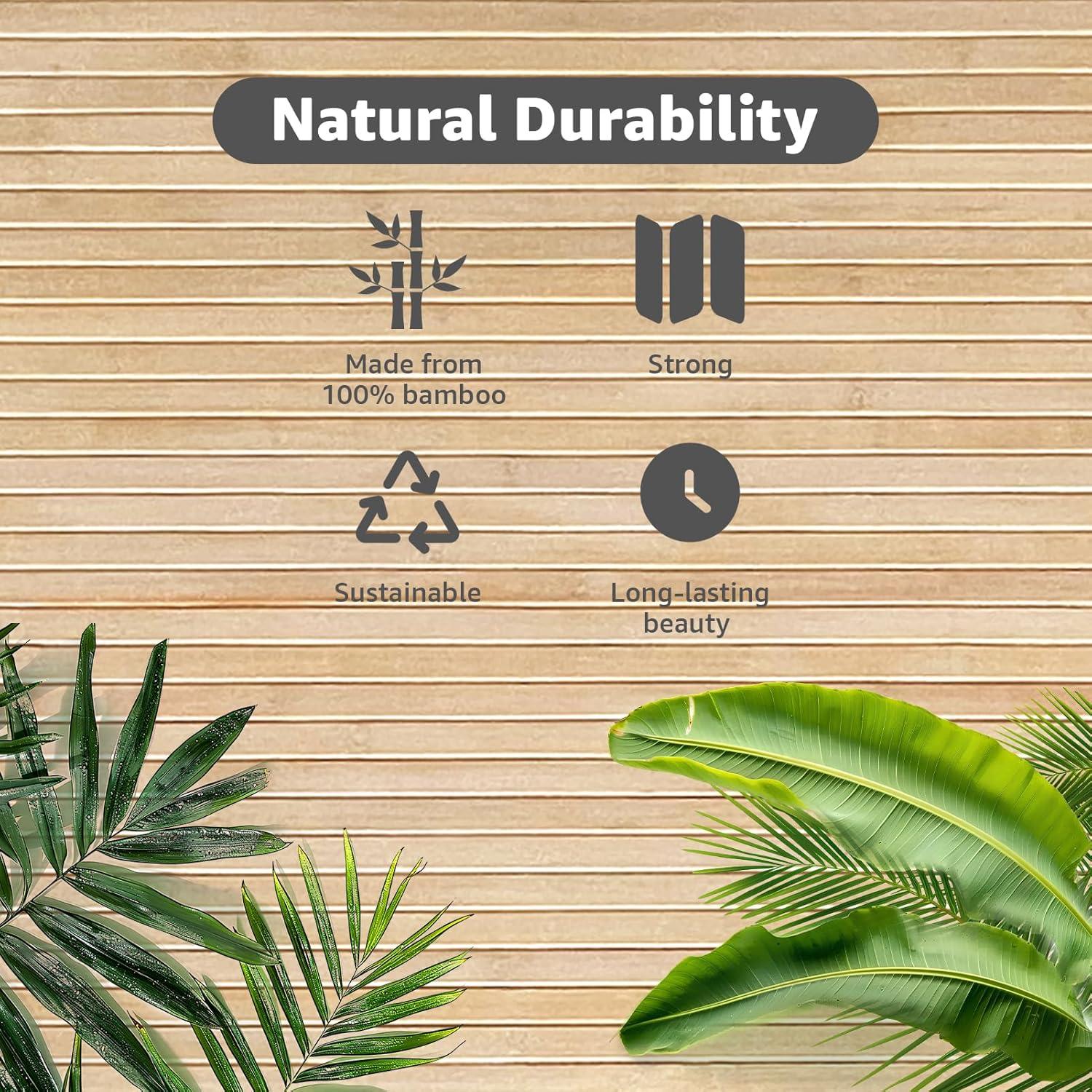 imageArt3d 48 x 96 Inch Natural Bamboo Wall Panel for Interior Wall Decor Flexible Pole Wrap Wainscoting Wall Cladding Paneling for Living Room Bedroom Office Kitchen Island LightcarbonizedCarbonized