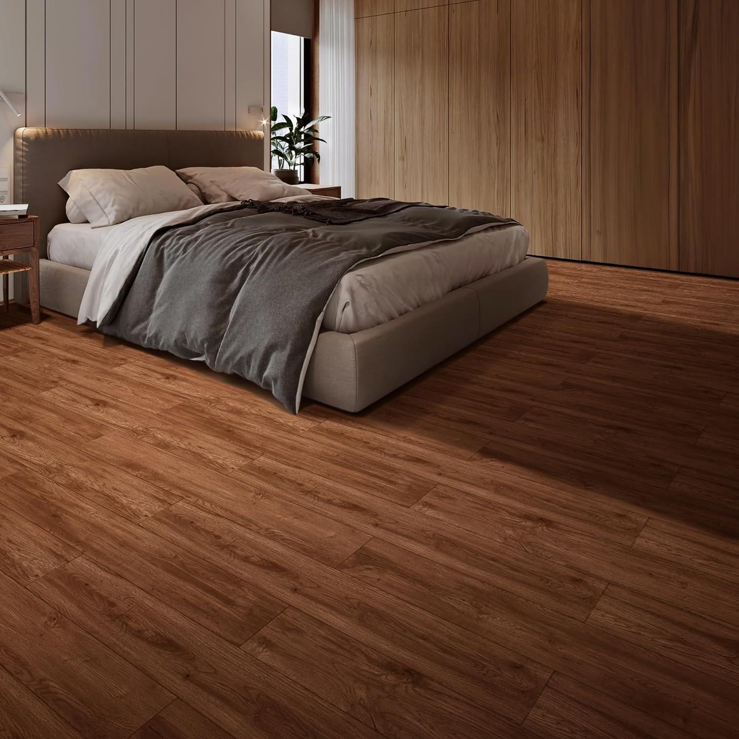 imageArt3d 48quot x 72quot SPC ClickLock Floating Floor Tiles 24 Sq Ft 10Pack Luxury Wood Look Flooring for Indoor Use Waterproof ampamp FireResistant Warm BrownMaple