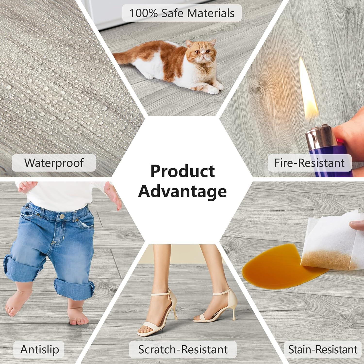 imageArt3d 48quot x 72quot SPC ClickLock Floating Floor Tiles 24 Sq Ft 10Pack Luxury Wood Look Flooring for Indoor Use Waterproof ampamp FireResistant Warm BrownAsh