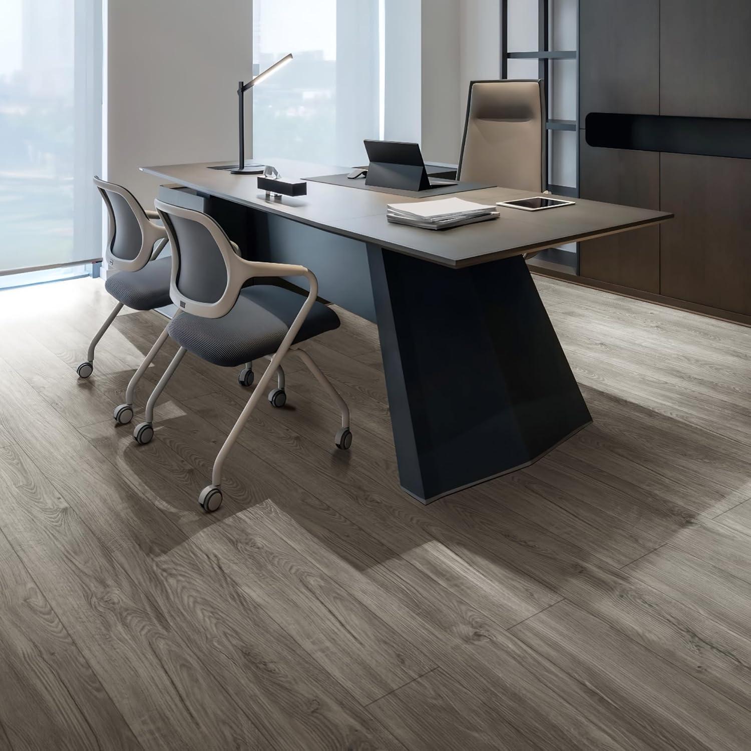 imageArt3d 48quot x 72quot SPC ClickLock Floating Floor Tiles 24 Sq Ft 10Pack Luxury Wood Look Flooring for Indoor Use Waterproof ampamp FireResistant Warm BrownAsh