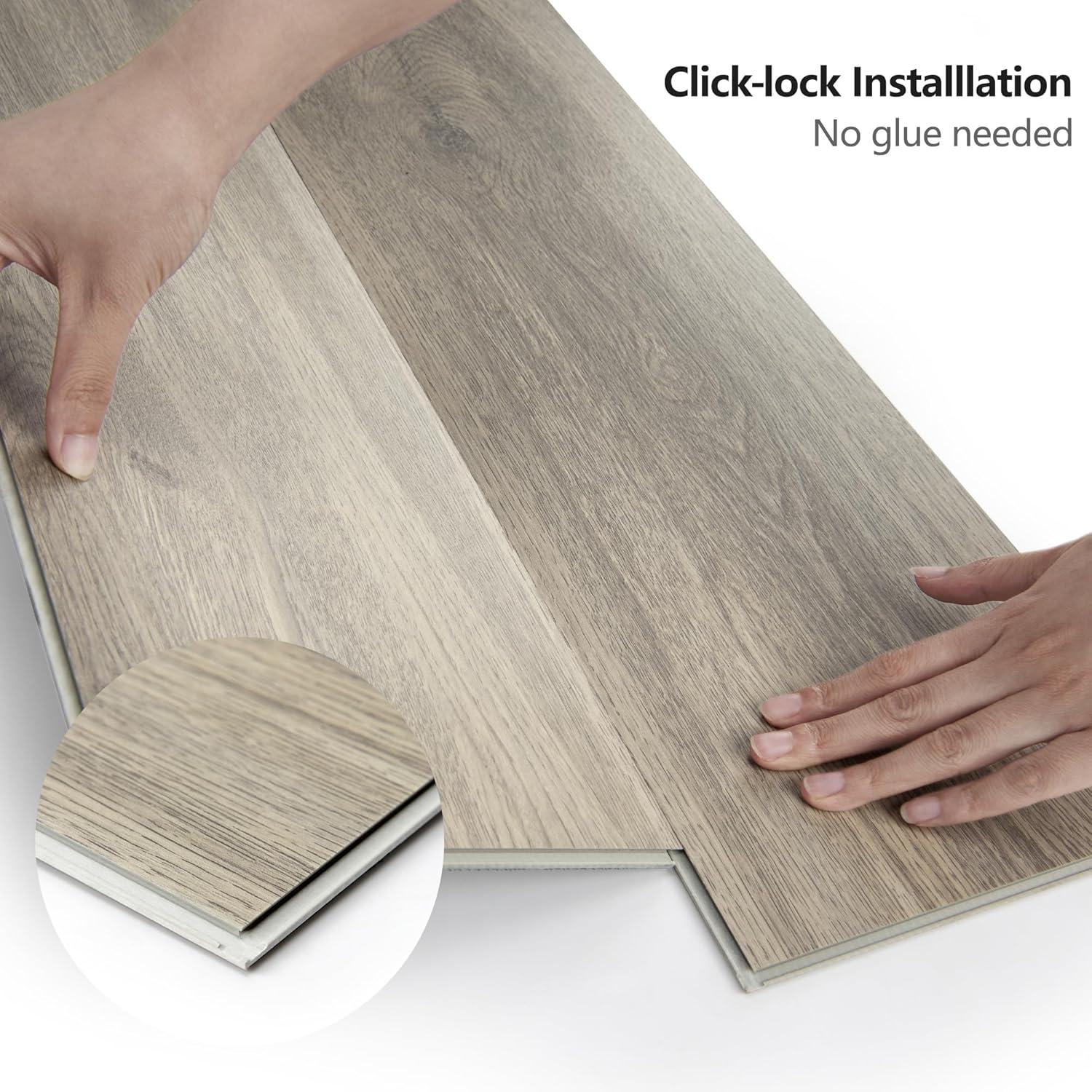 imageArt3d 48quot x 72quot SPC ClickLock Floating Floor Tiles 24 Sq Ft 10Pack Luxury Wood Look Flooring for Indoor Use Waterproof ampamp FireResistant Warm BrownWarm Brown