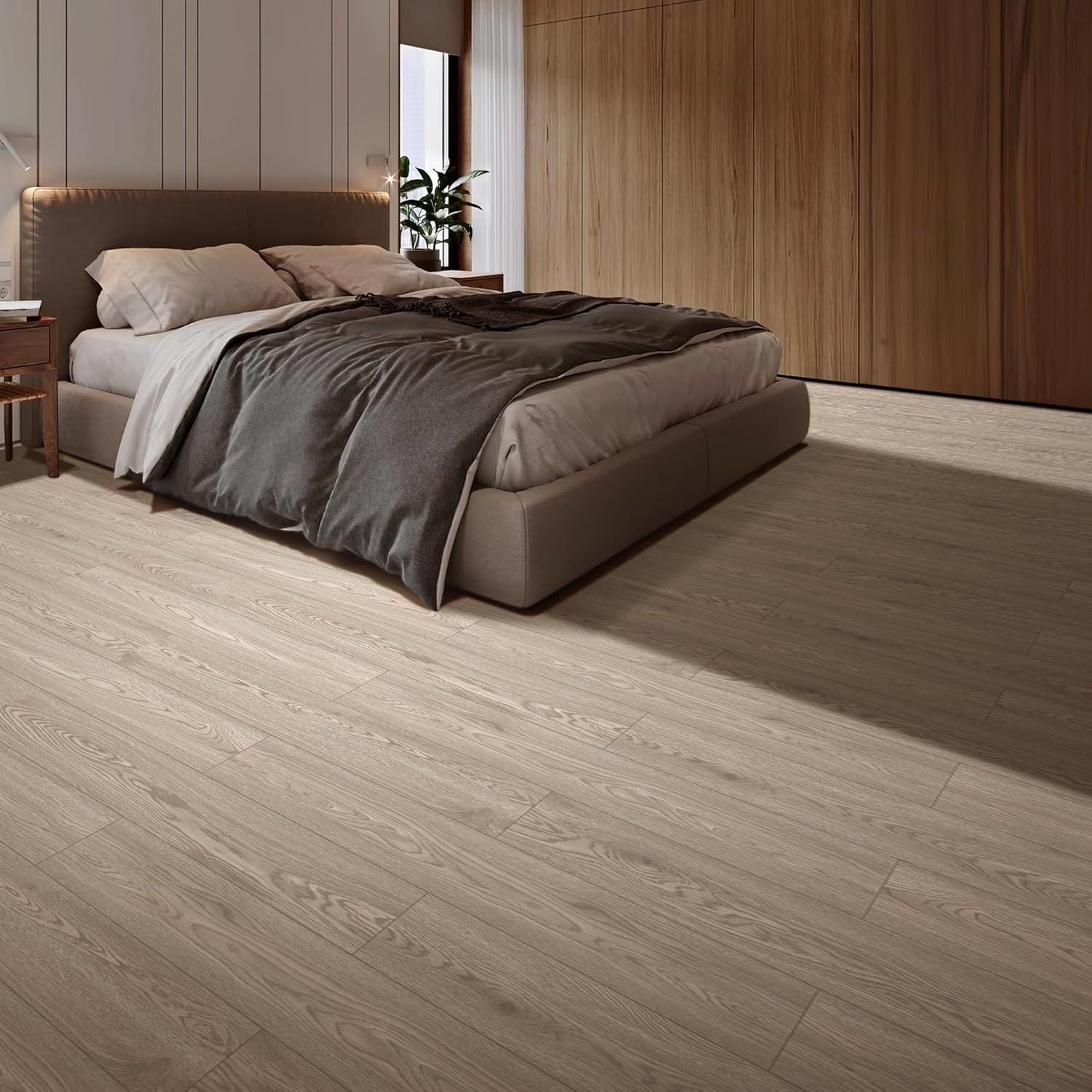 imageArt3d 48quot x 72quot SPC ClickLock Floating Floor Tiles 24 Sq Ft 10Pack Luxury Wood Look Flooring for Indoor Use Waterproof ampamp FireResistant Warm BrownBeige