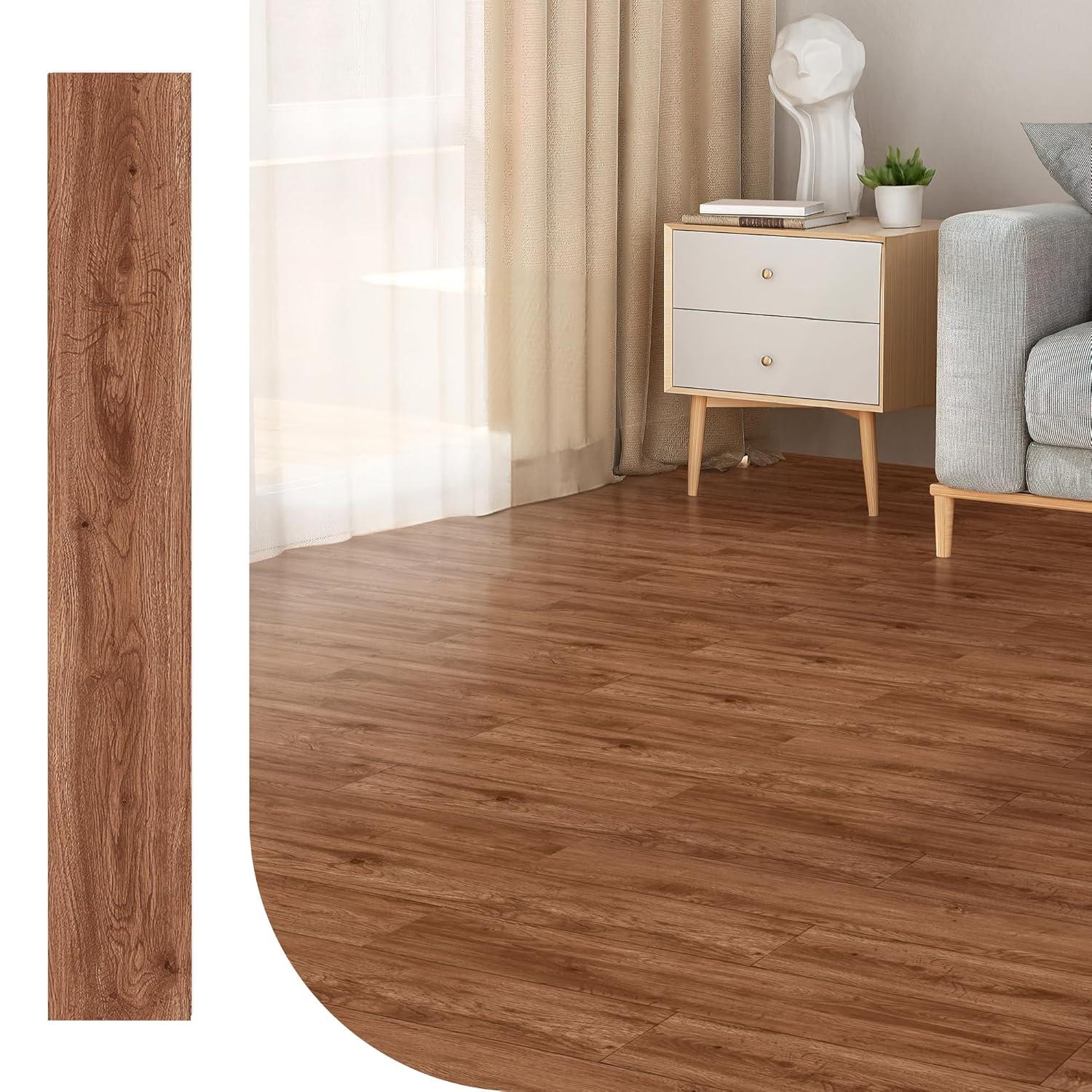 imageArt3d 48quot x 72quot SPC ClickLock Floating Floor Tiles 24 Sq Ft 10Pack Luxury Wood Look Flooring for Indoor Use Waterproof ampamp FireResistant Warm BrownMaple