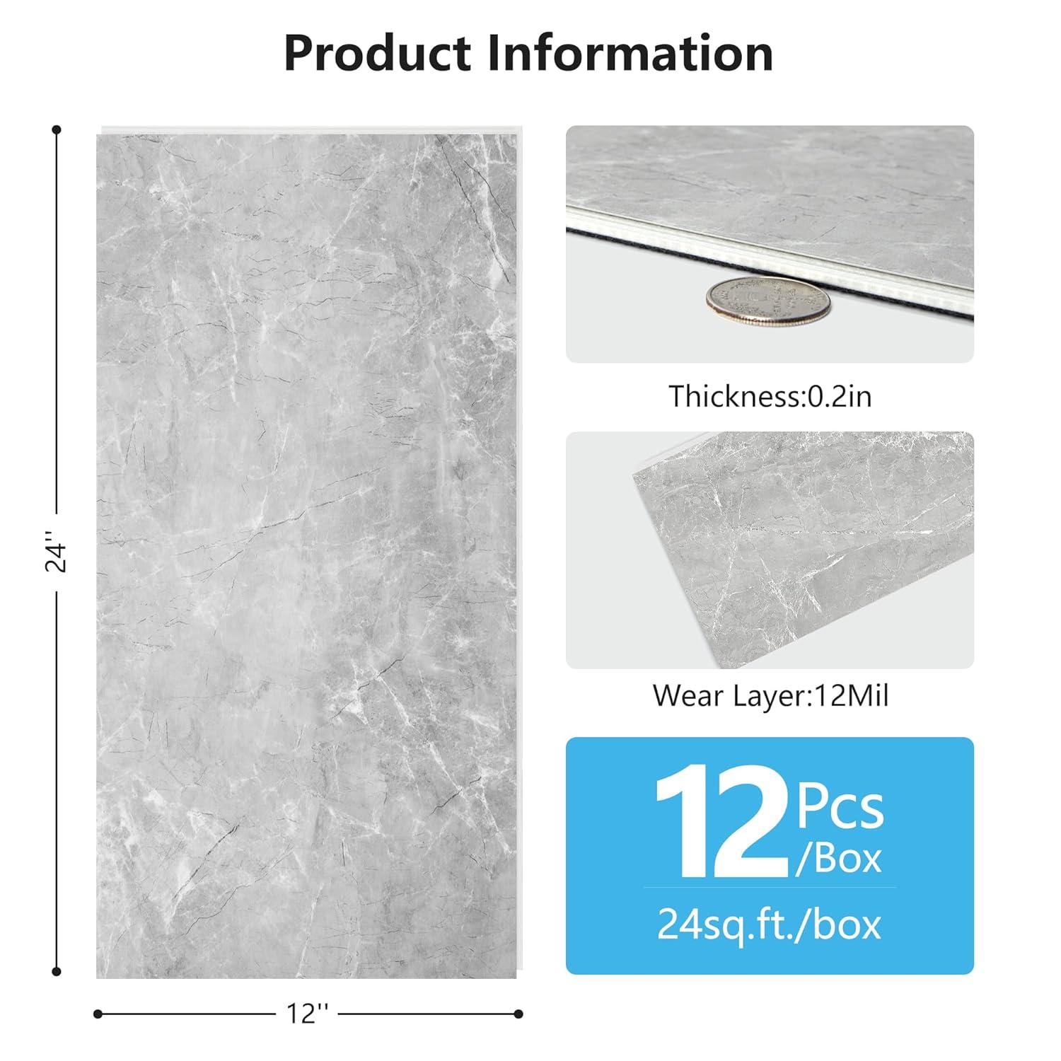 imageArt3d 48quot x 72quot SPC ClickLock Floating Floor Tiles 24 Sq Ft 10Pack Luxury Wood Look Flooring for Indoor Use Waterproof ampamp FireResistant Warm BrownGraphite