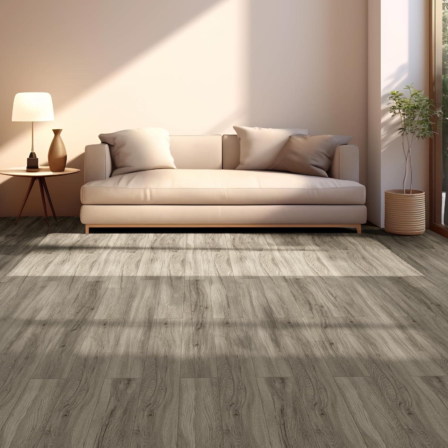 imageArt3d 48quot x 72quot SPC ClickLock Floating Floor Tiles 24 Sq Ft 10Pack Luxury Wood Look Flooring for Indoor Use Waterproof ampamp FireResistant Warm BrownWarm Brown
