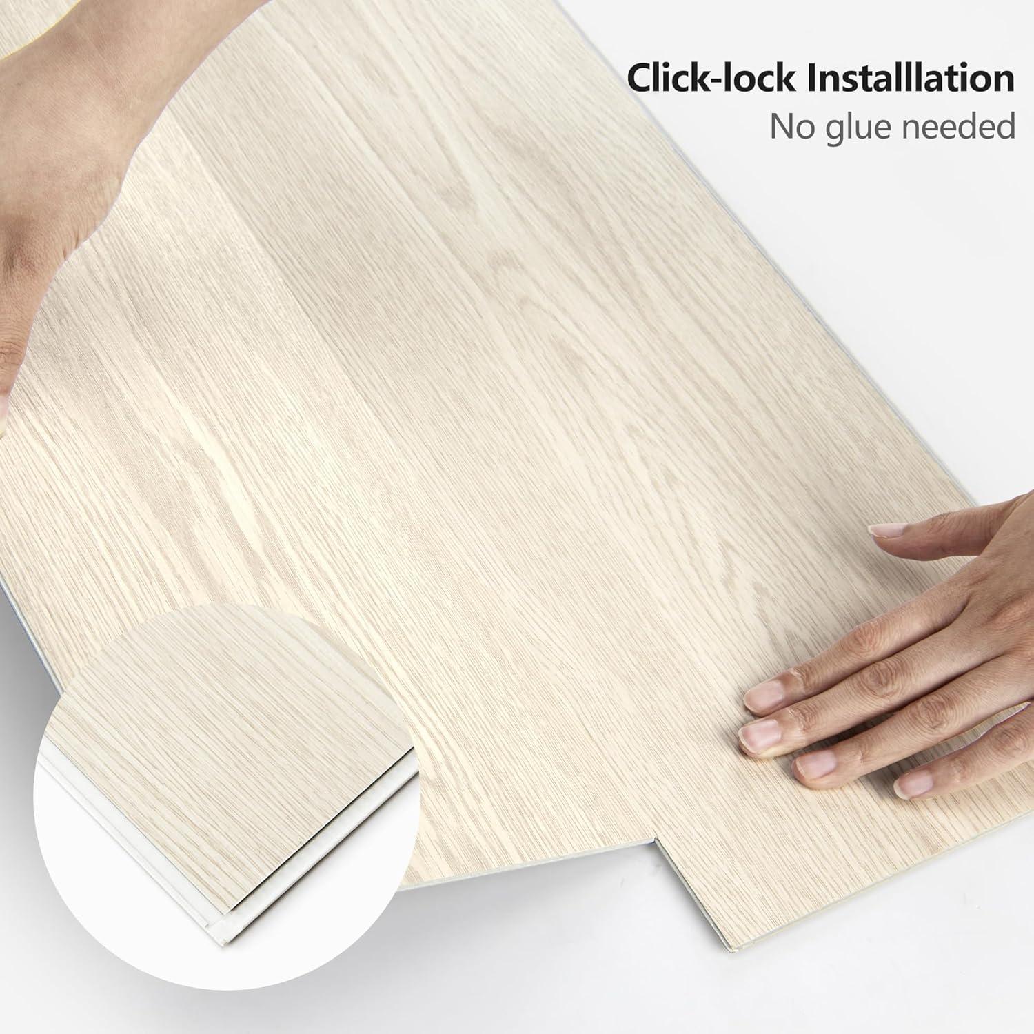 imageArt3d 48quot x 72quot SPC ClickLock Floating Floor Tiles 24 Sq Ft 10Pack Luxury Wood Look Flooring for Indoor Use Waterproof ampamp FireResistant Warm BrownBeige