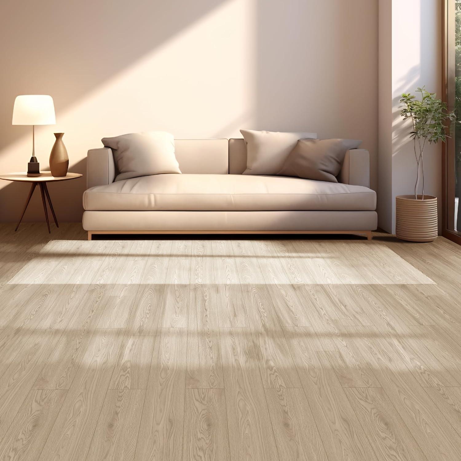 imageArt3d 48quot x 72quot SPC ClickLock Floating Floor Tiles 24 Sq Ft 10Pack Luxury Wood Look Flooring for Indoor Use Waterproof ampamp FireResistant Warm BrownBeige