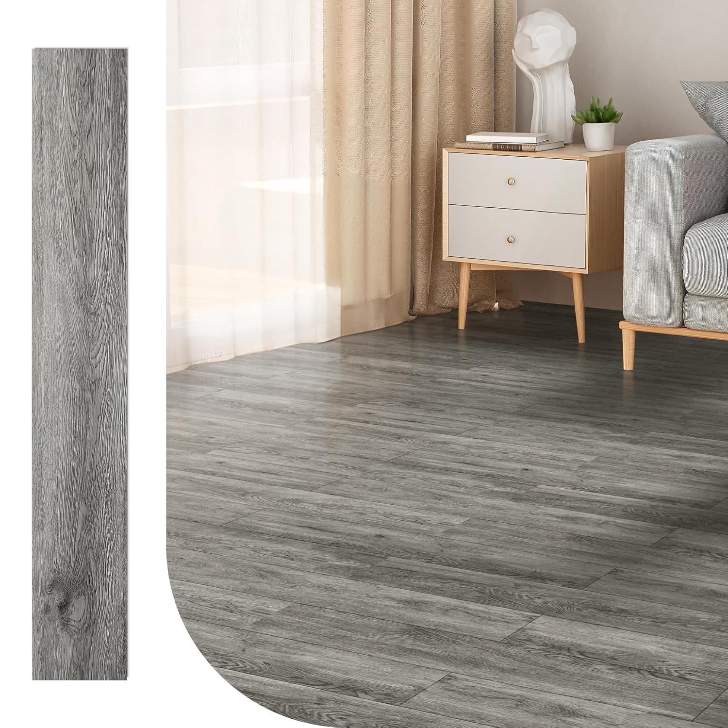 imageArt3d 48quot x 72quot SPC ClickLock Floating Floor Tiles 24 Sq Ft 10Pack Luxury Wood Look Flooring for Indoor Use Waterproof ampamp FireResistant Warm BrownGrey