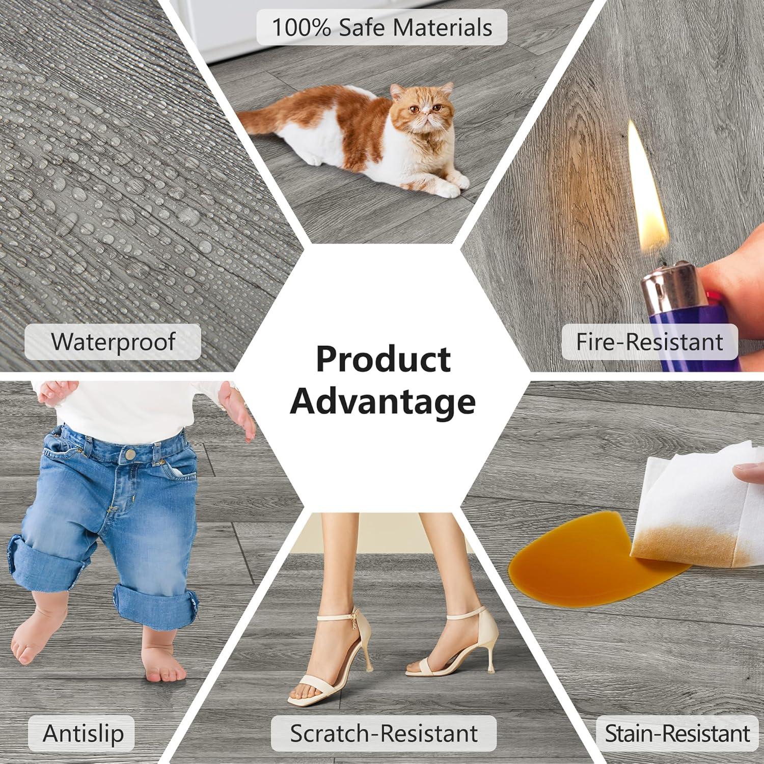 imageArt3d 48quot x 72quot SPC ClickLock Floating Floor Tiles 24 Sq Ft 10Pack Luxury Wood Look Flooring for Indoor Use Waterproof ampamp FireResistant Warm BrownOak