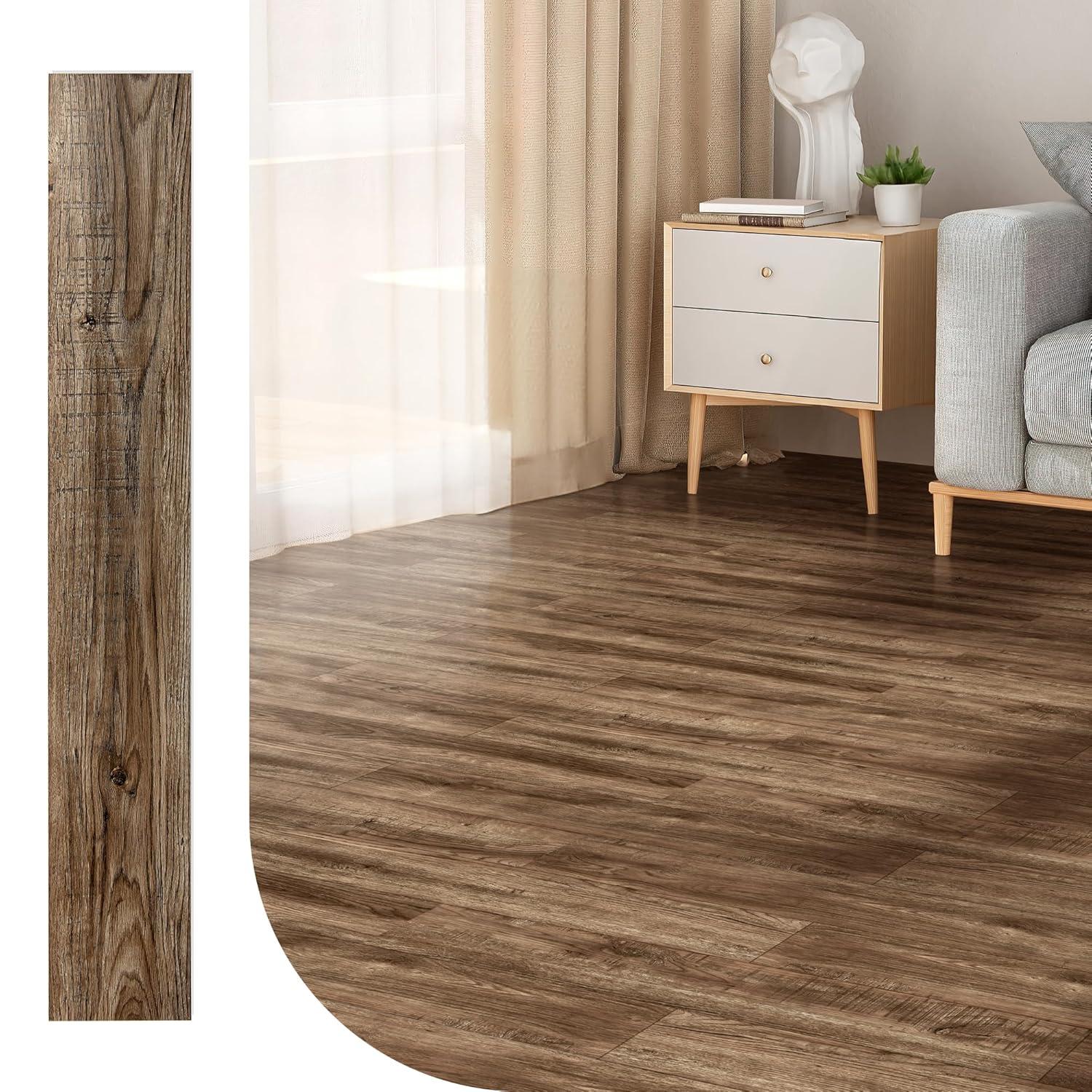 imageArt3d 48quot x 72quot SPC ClickLock Floating Floor Tiles 24 Sq Ft 10Pack Luxury Wood Look Flooring for Indoor Use Waterproof ampamp FireResistant Warm BrownOak