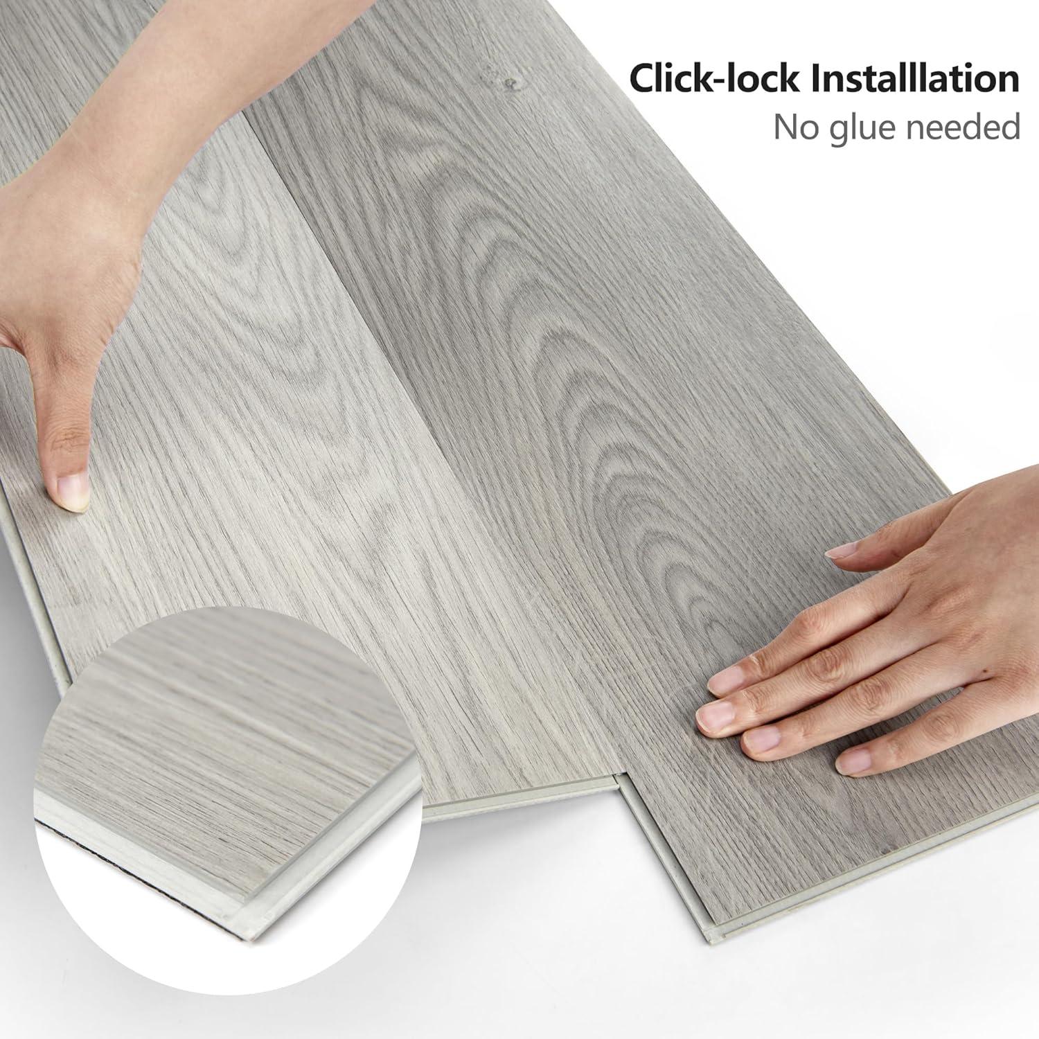 imageArt3d 48quot x 72quot SPC ClickLock Floating Floor Tiles 24 Sq Ft 10Pack Luxury Wood Look Flooring for Indoor Use Waterproof ampamp FireResistant Warm BrownAsh