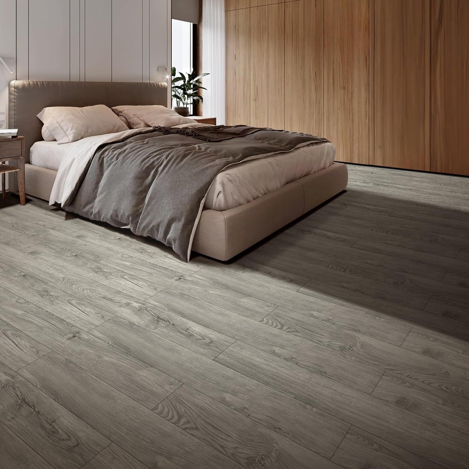 imageArt3d 48quot x 72quot SPC ClickLock Floating Floor Tiles 24 Sq Ft 10Pack Luxury Wood Look Flooring for Indoor Use Waterproof ampamp FireResistant Warm BrownAsh