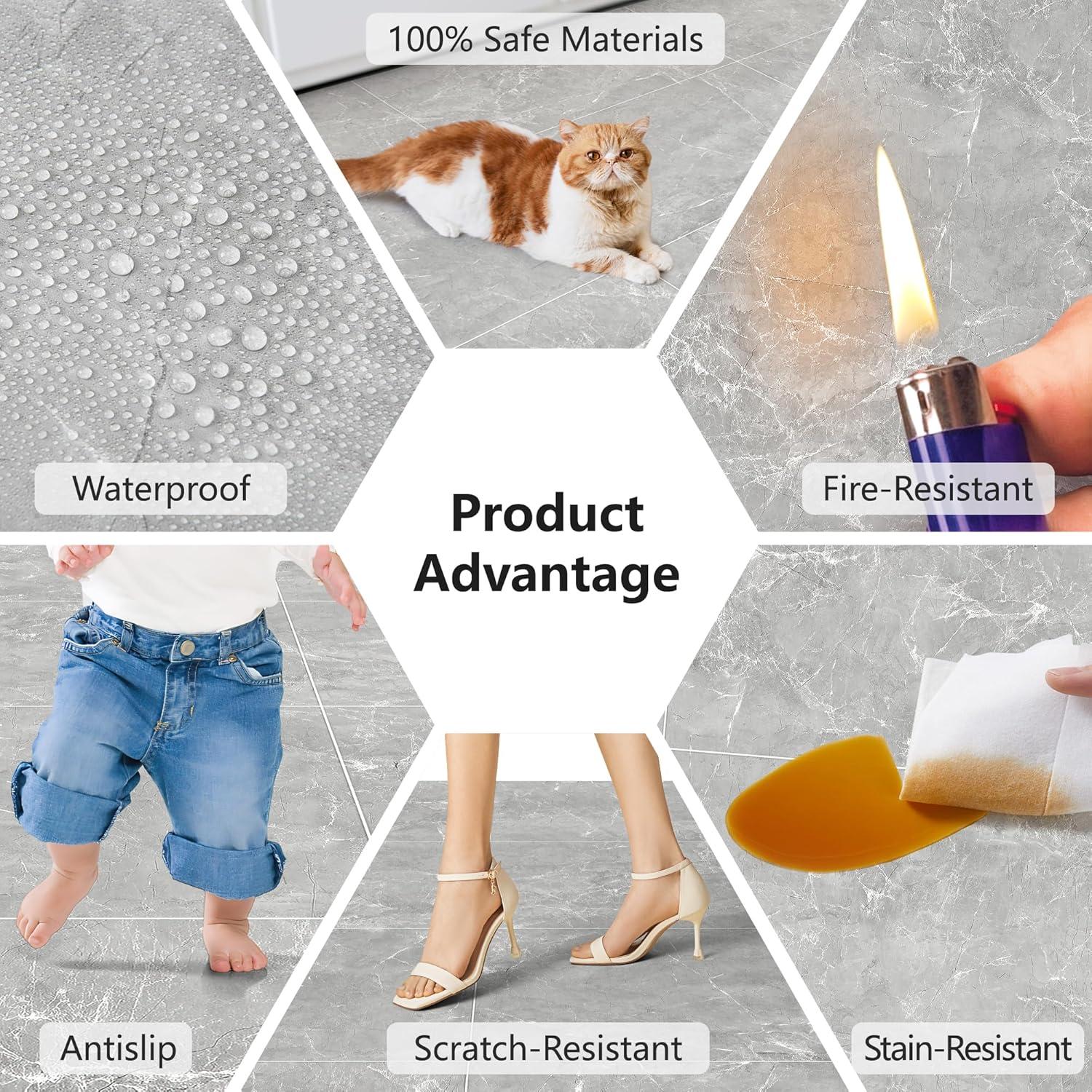 imageArt3d 48quot x 72quot SPC ClickLock Floating Floor Tiles 24 Sq Ft 10Pack Luxury Wood Look Flooring for Indoor Use Waterproof ampamp FireResistant Warm BrownGraphite