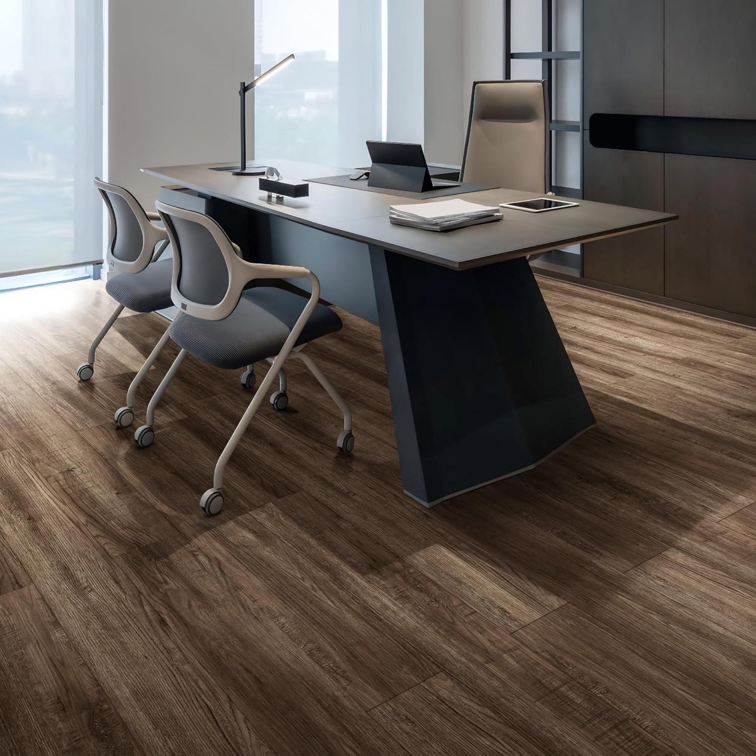 imageArt3d 48quot x 72quot SPC ClickLock Floating Floor Tiles 24 Sq Ft 10Pack Luxury Wood Look Flooring for Indoor Use Waterproof ampamp FireResistant Warm BrownOak
