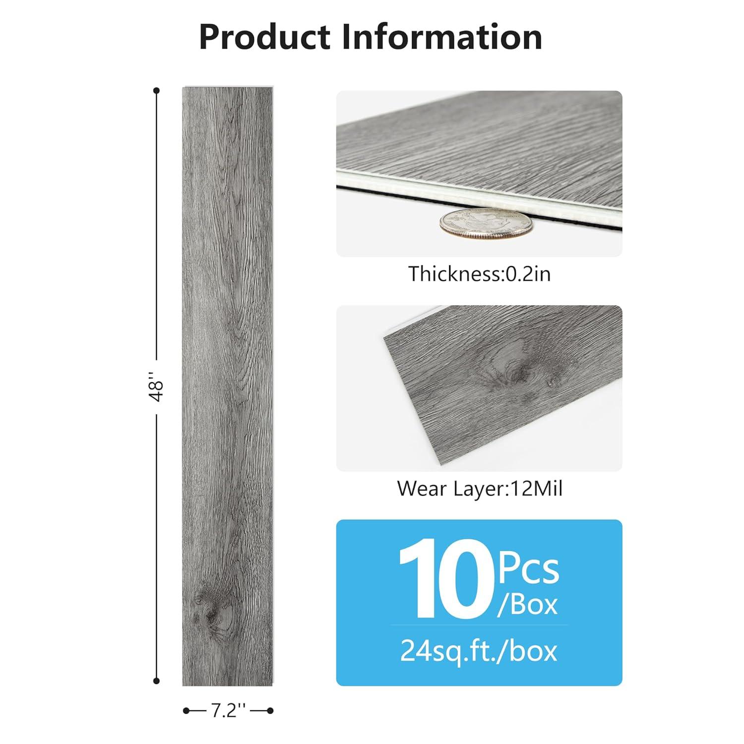 imageArt3d 48quot x 72quot SPC ClickLock Floating Floor Tiles 24 Sq Ft 10Pack Luxury Wood Look Flooring for Indoor Use Waterproof ampamp FireResistant Warm BrownOak