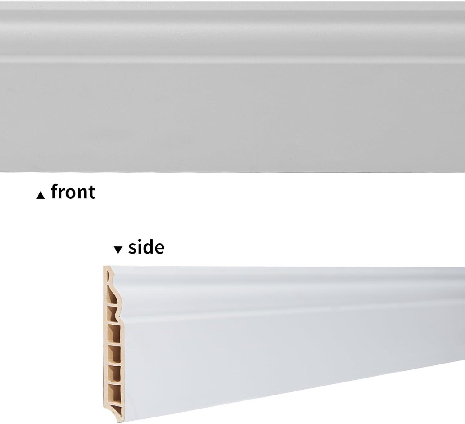 imageArt3d 4Pack Wall Baseboard Molding Trim 8 ft Each HighImpact Polystyrene Skirting Board Durable Paintable ampamp MoistureResistantEasy DIY Installation for Home ampamp Office Total Length 32 ft WhitePure White