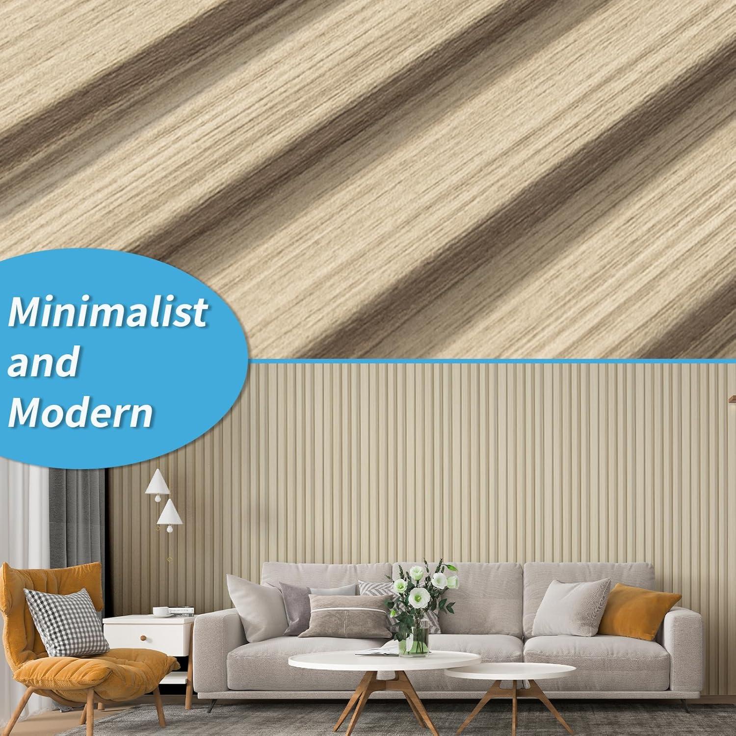 imageArt3d 8 Pack 104quot x 67quot Slat Wall Paneling Glossy Metal Finish WPC 3D Wall Panels 3D Panels for Interior Wall Decor Living Room Bedroom  Elegant ChampagneOakSquare