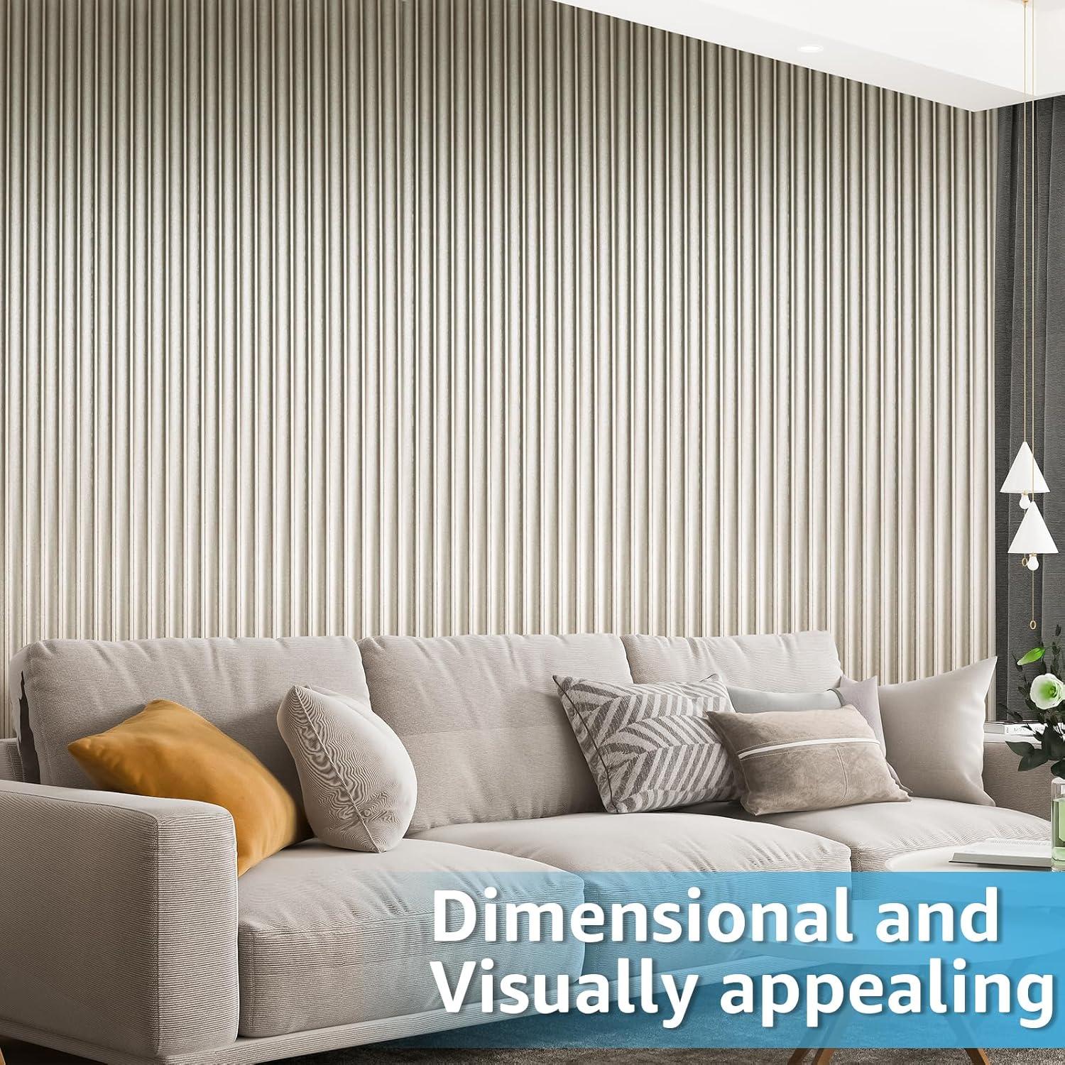 imageArt3d 8 Pack 104quot x 67quot Slat Wall Paneling Glossy Metal Finish WPC 3D Wall Panels 3D Panels for Interior Wall Decor Living Room Bedroom  Elegant ChampagneElegant ChampagneWavy
