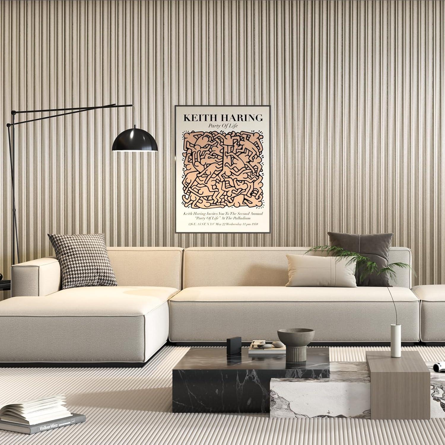 imageArt3d 8 Pack 104quot x 67quot Slat Wall Paneling Glossy Metal Finish WPC 3D Wall Panels 3D Panels for Interior Wall Decor Living Room Bedroom  Elegant ChampagneElegant ChampagneWavy