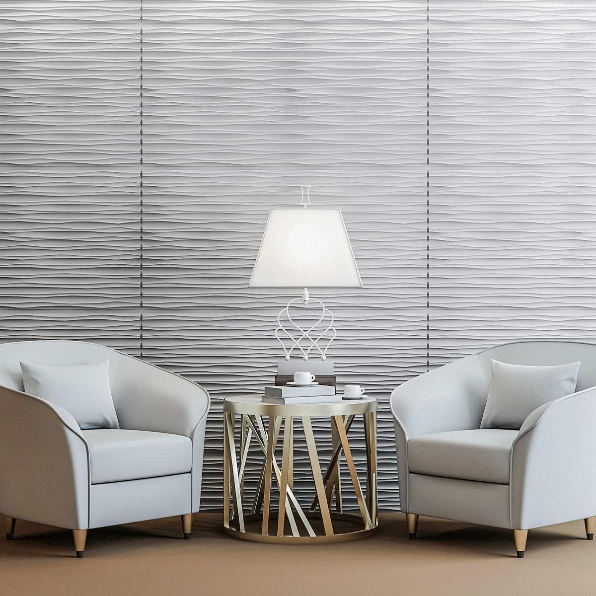 imageArt3d Black Large PVC 3D Wall Panels for Interior Wall Dcor Drop Ceiling Tile 2x4 3D Textured Wavy Wall Panels Decorative Pack of 6 Tiles472quot236quotWhite
