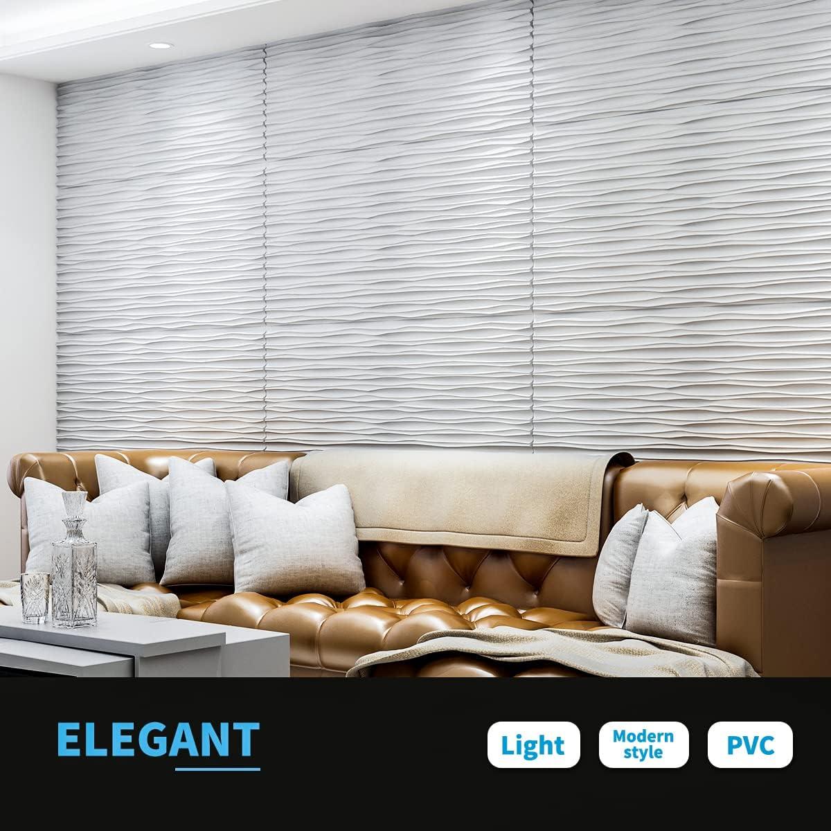 imageArt3d Black Large PVC 3D Wall Panels for Interior Wall Dcor Drop Ceiling Tile 2x4 3D Textured Wavy Wall Panels Decorative Pack of 6 Tiles472quot236quotWhite