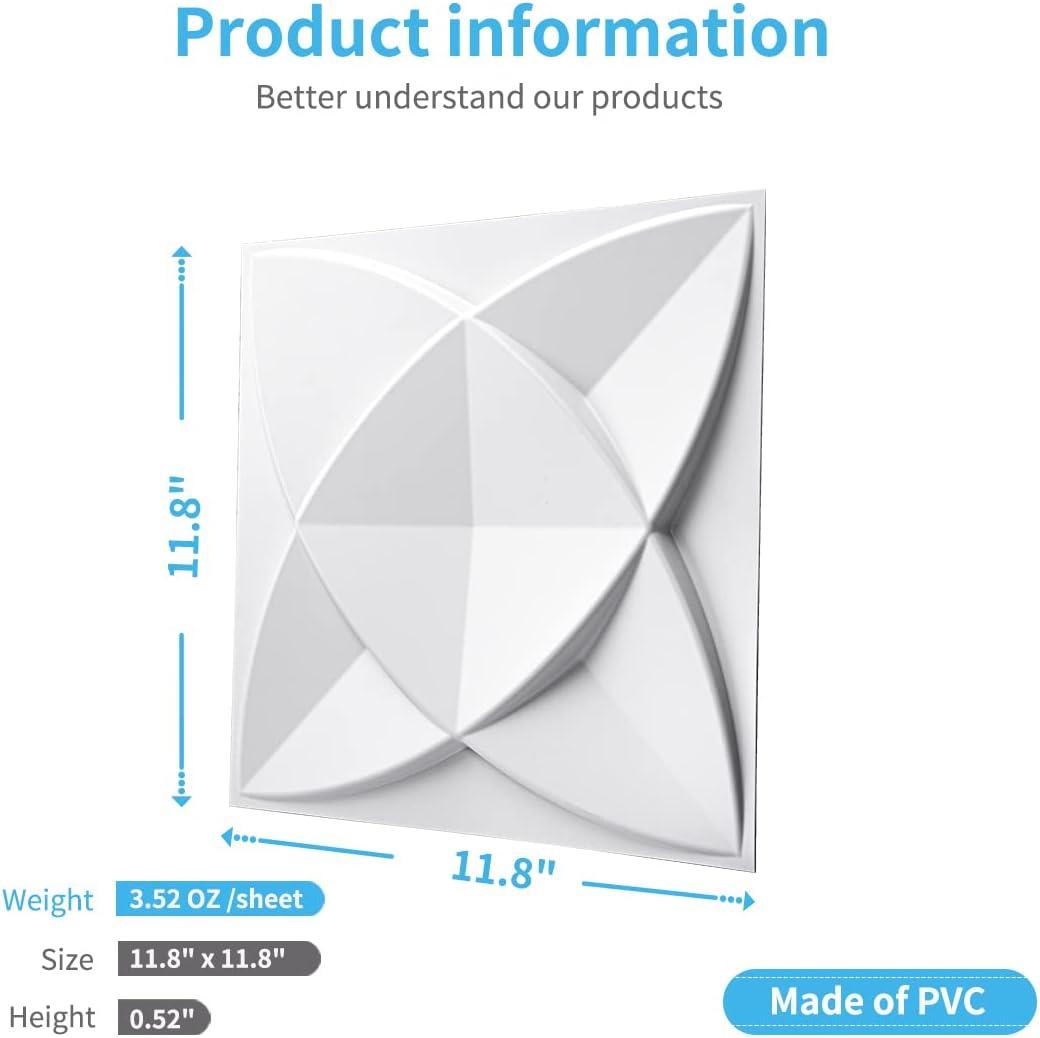 imageArt3d Decorative Textured PVC 3D Wall Panels for Interior Wall Decor in Living Room Bedroom in White Pack of 33 Tiles 32SqFtWhite