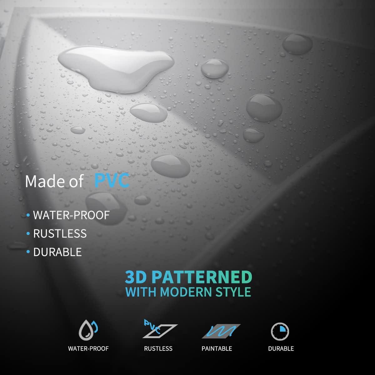 imageArt3d Decorative Textured PVC 3D Wall Panels for Interior Wall Decor in Living Room Bedroom in White Pack of 33 Tiles 32SqFtWhite