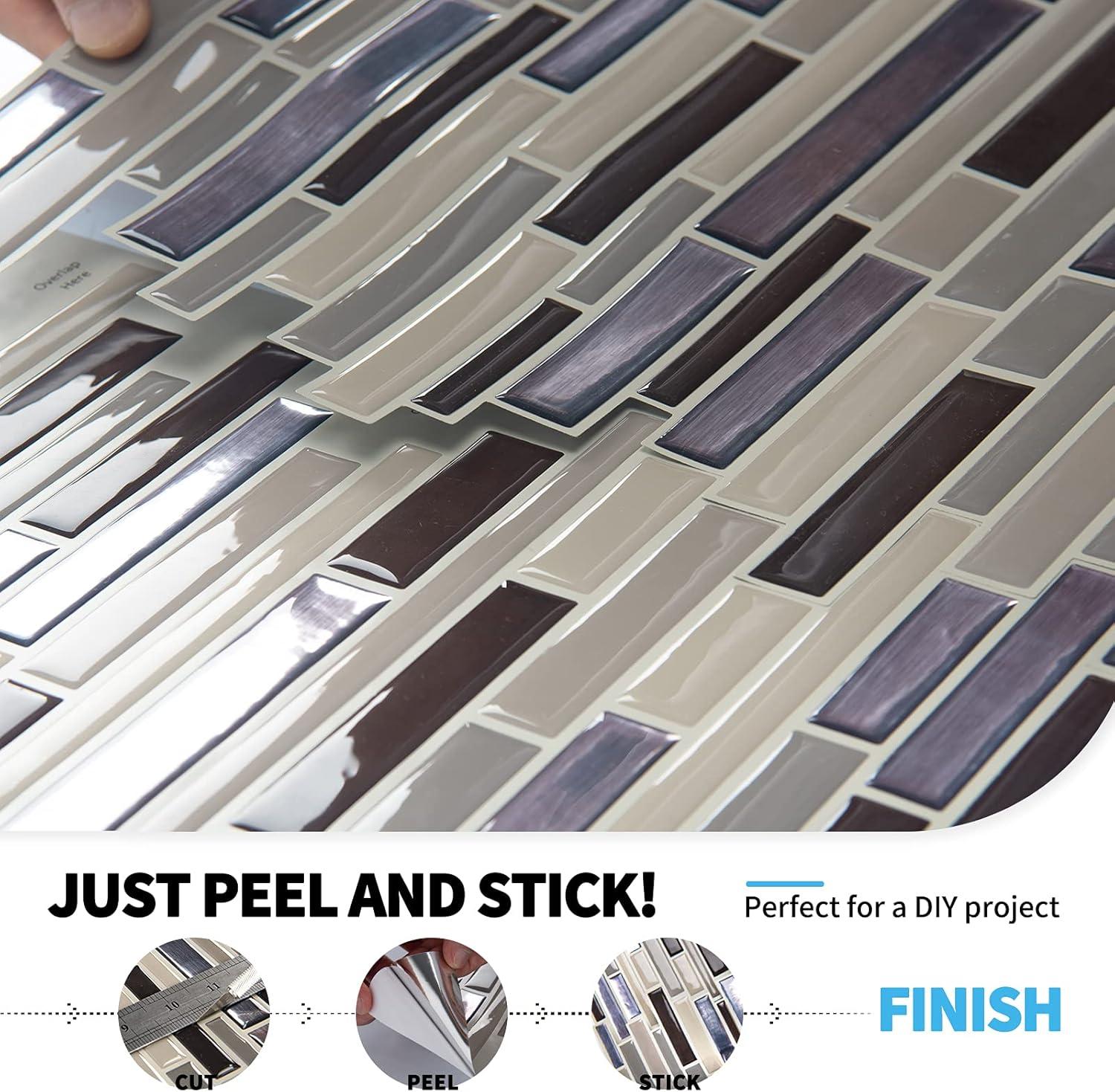 imageArt3d Kitchen Backsplash Peel and Stick for Bathroom Stick on Tile for Shower TanTan