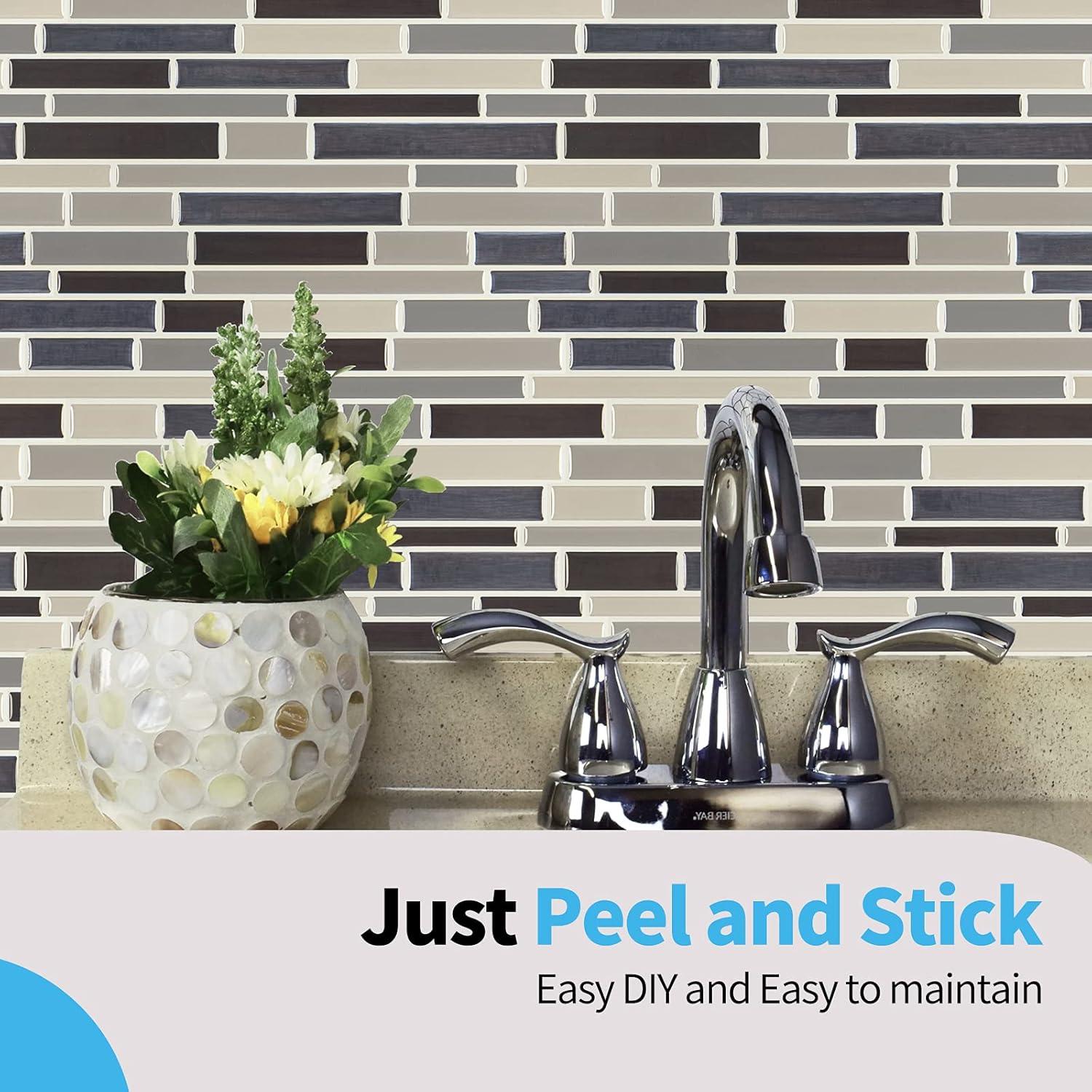 imageArt3d Kitchen Backsplash Peel and Stick for Bathroom Stick on Tile for Shower TanTan