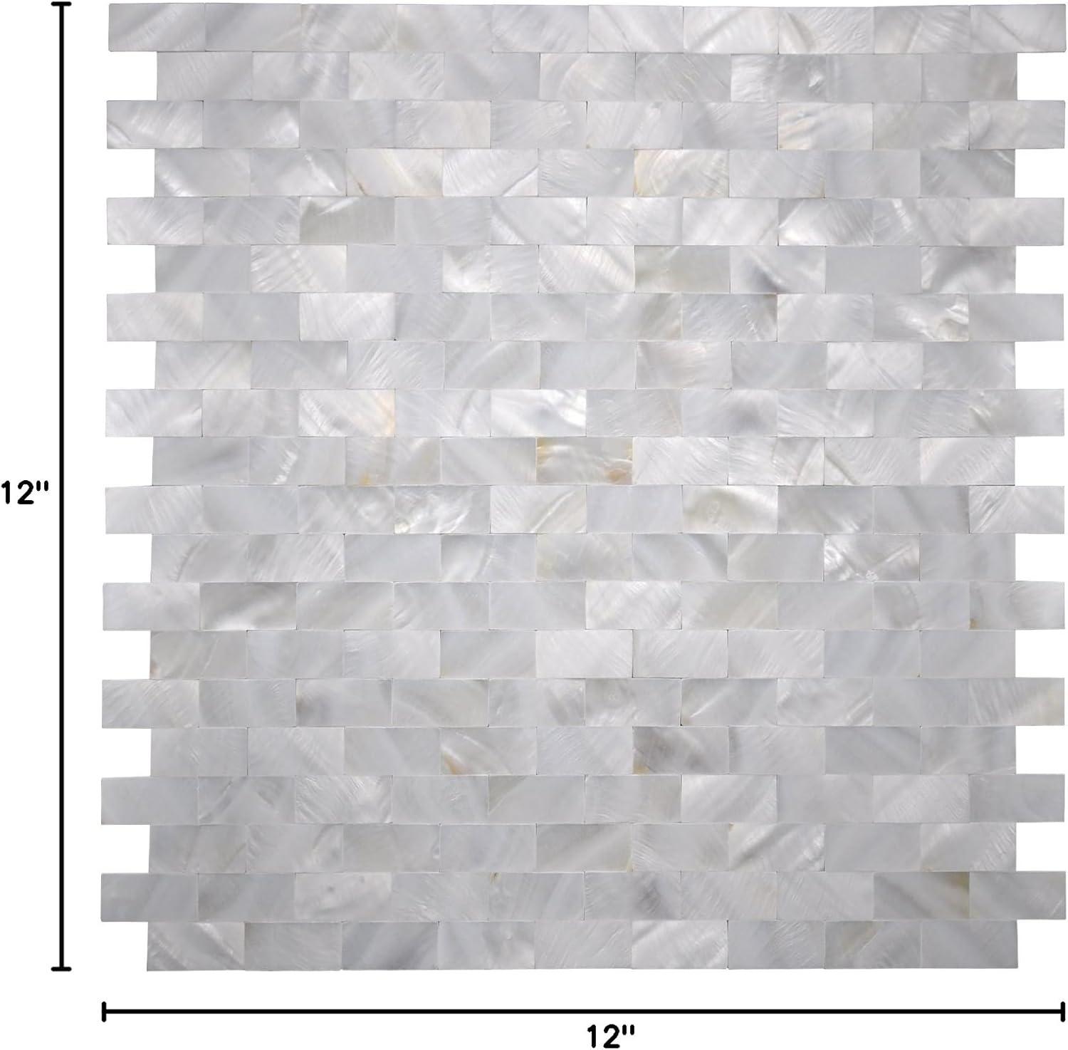 imageArt3d Mother of Pearl Shell Mini Square Seamless Mosaic Tile for Kitchen Backsplash White 12quot L X 12quot WSmoke Gray