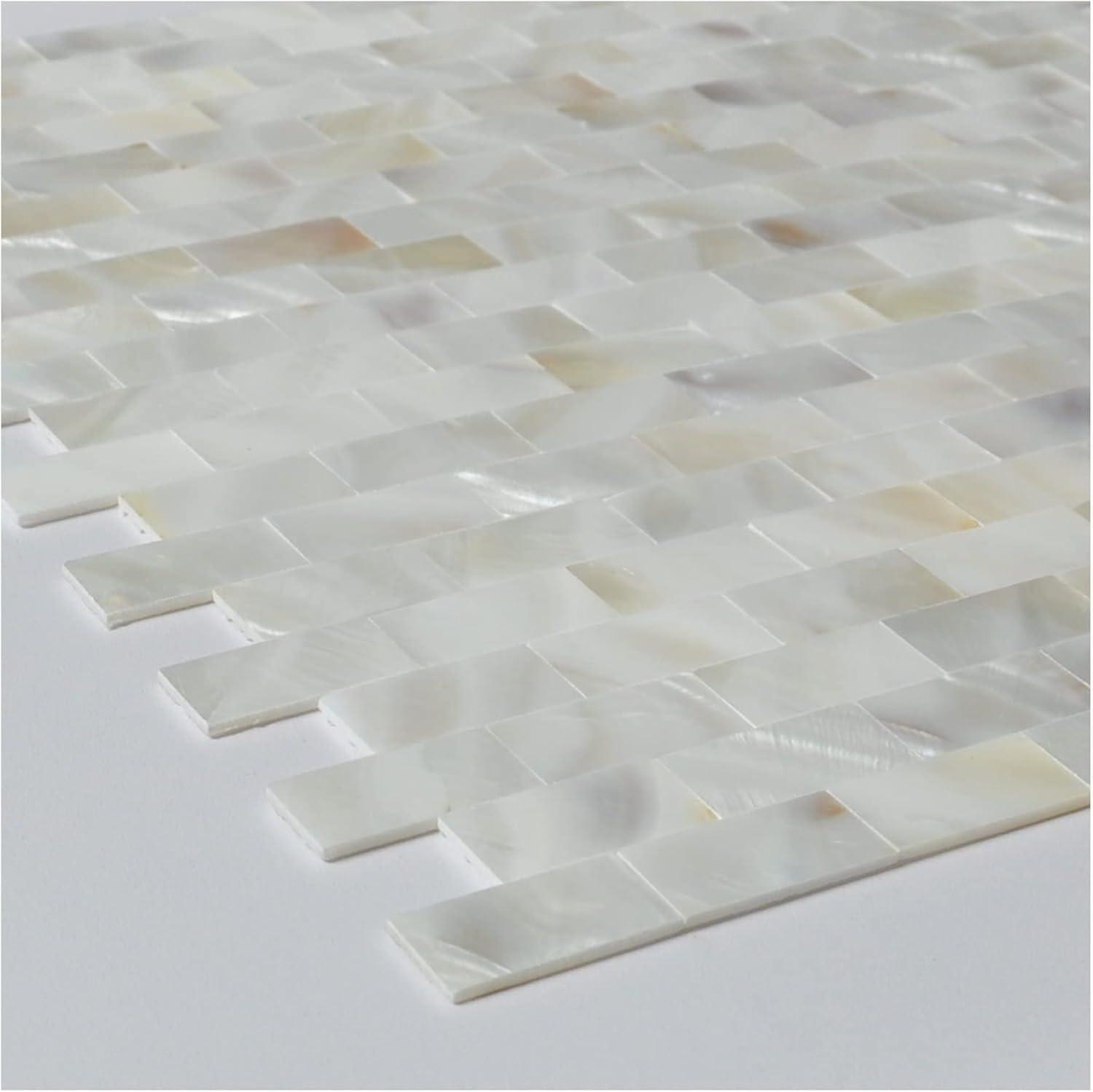 imageArt3d Mother of Pearl Shell Mini Square Seamless Mosaic Tile for Kitchen Backsplash White 12quot L X 12quot WSmoke Gray