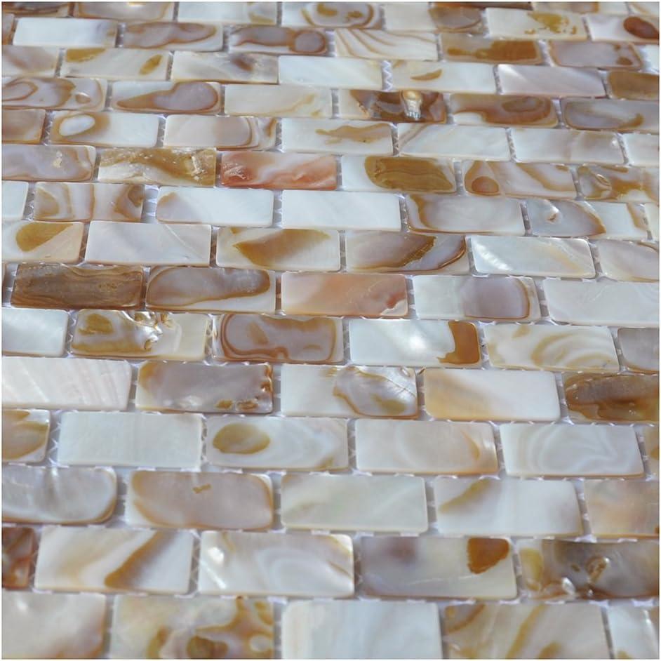 imageArt3d Mother of Pearl Shell Mini Square Seamless Mosaic Tile for Kitchen Backsplash White 12quot L X 12quot Wbrown gray