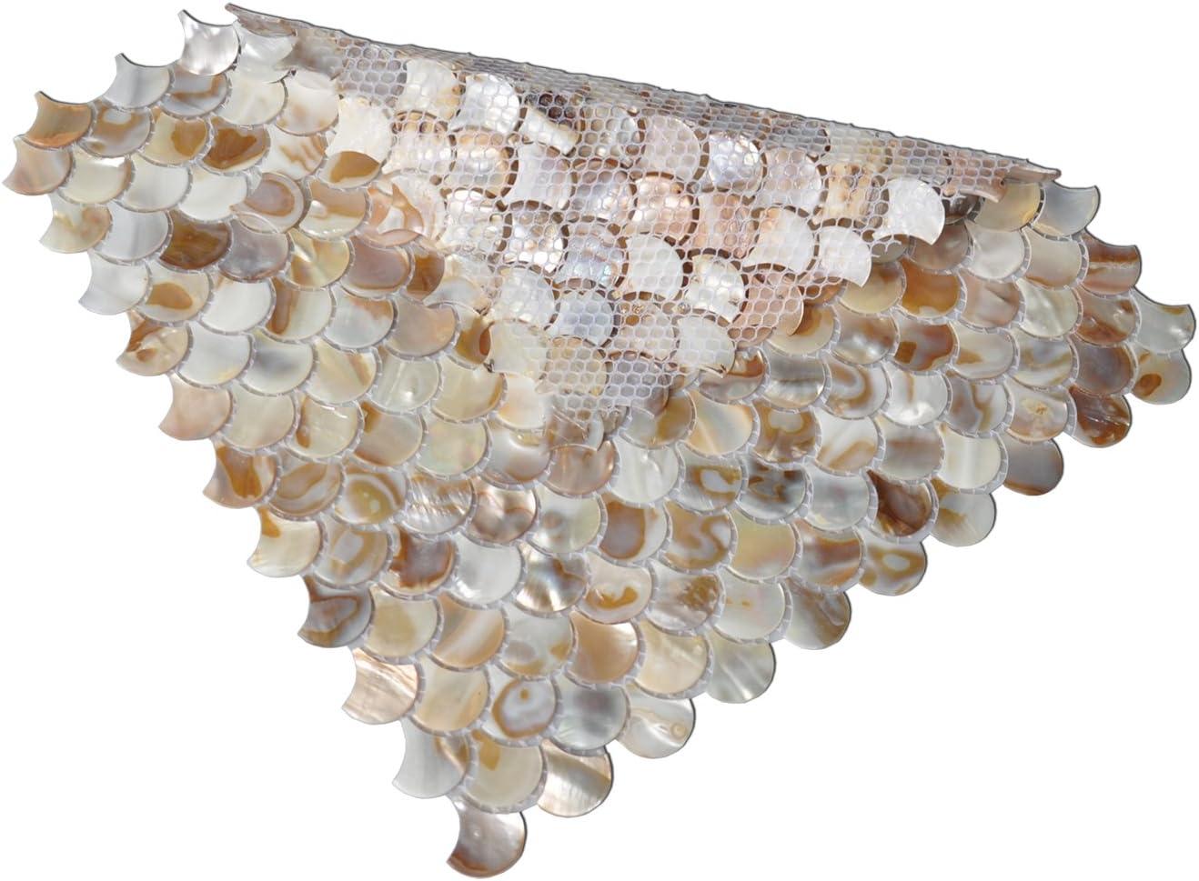 imageArt3d Mother of Pearl Shell Mini Square Seamless Mosaic Tile for Kitchen Backsplash White 12quot L X 12quot Wbrown pearl