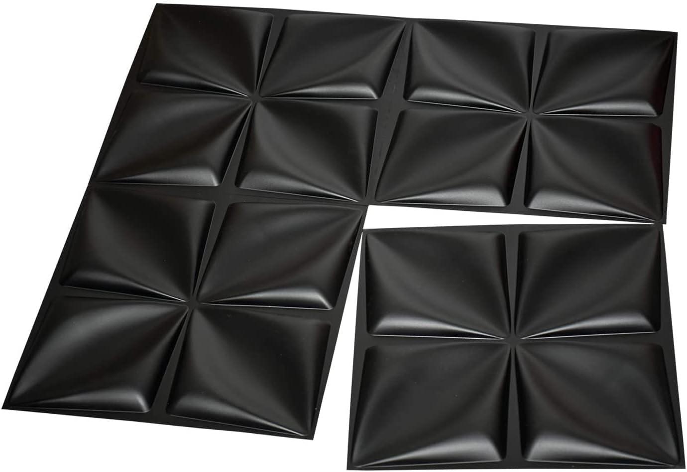 imageArt3d Navy Blue 3D Wall Panel PVC Flower Design Cover 3 Sq Meter for Interior Wall Decor in Living Room Bedroom Lobby Office Shopping MallBlack