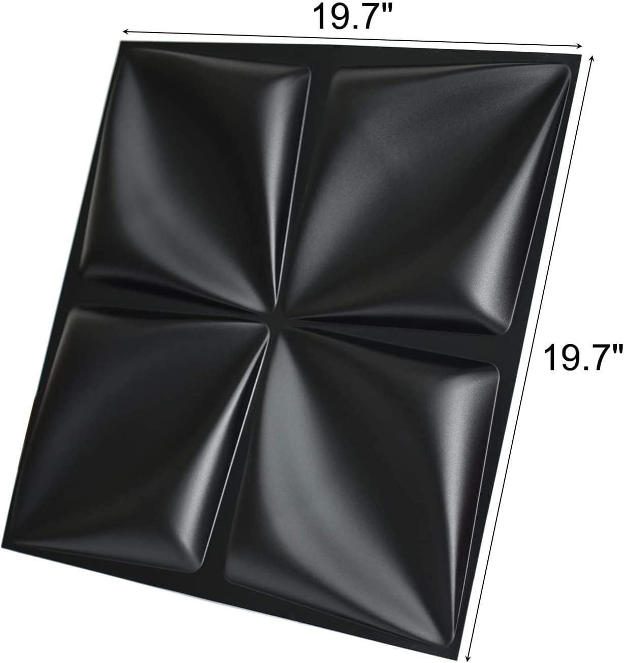imageArt3d Navy Blue 3D Wall Panel PVC Flower Design Cover 3 Sq Meter for Interior Wall Decor in Living Room Bedroom Lobby Office Shopping MallBlack