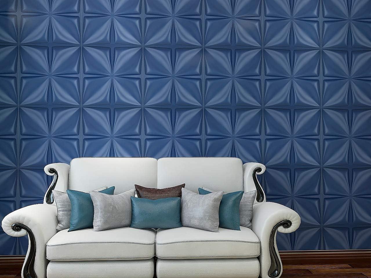 imageArt3d Navy Blue 3D Wall Panel PVC Flower Design Cover 3 Sq Meter for Interior Wall Decor in Living Room Bedroom Lobby Office Shopping MallNavy Blue
