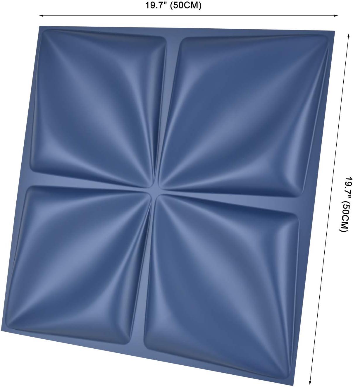imageArt3d Navy Blue 3D Wall Panel PVC Flower Design Cover 3 Sq Meter for Interior Wall Decor in Living Room Bedroom Lobby Office Shopping MallNavy Blue